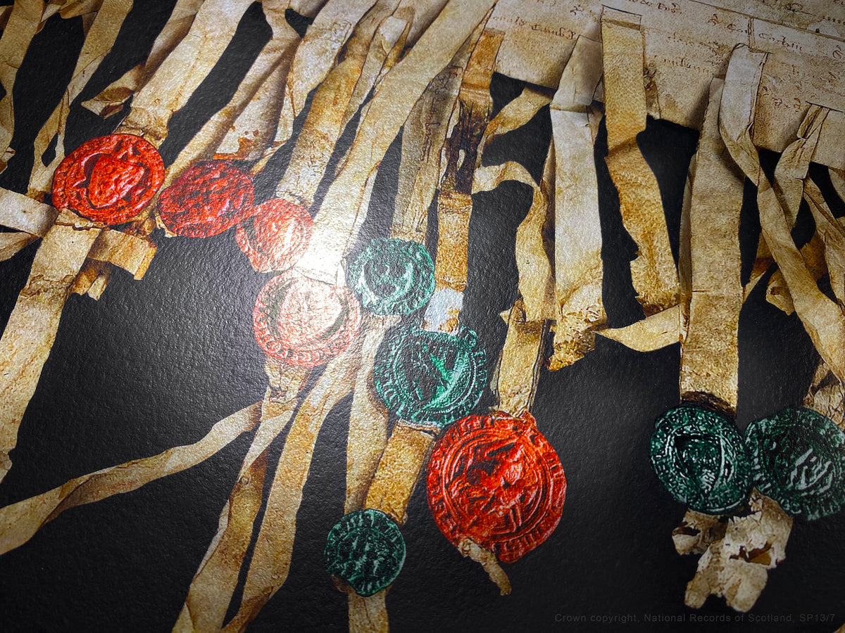 Black Onyx Burnished Gold fine-art photograph showing wax seal cluster with metallic reflection.