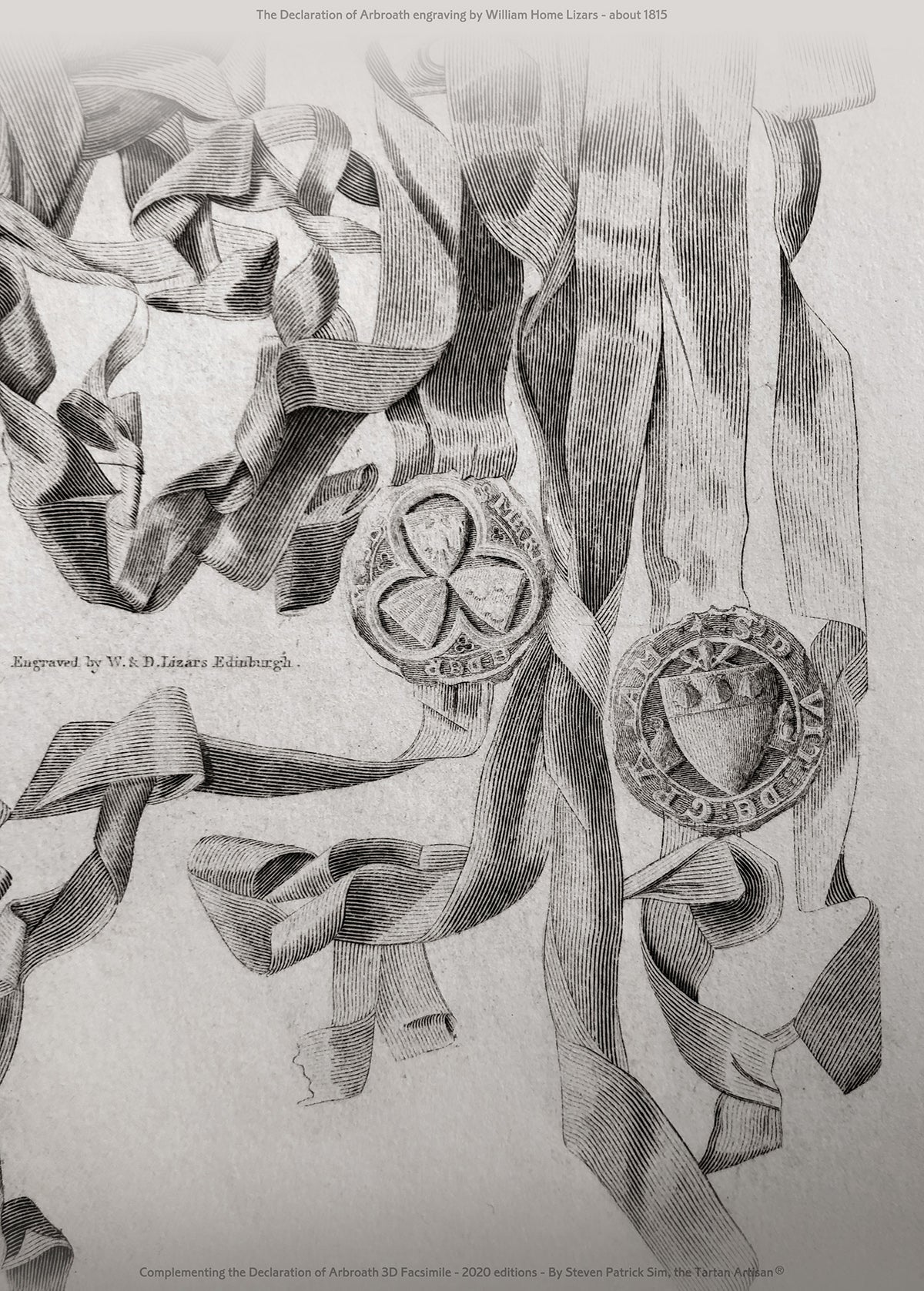 Right-side seal group detail from the William Home Lizars engraving of the Declaration of Arbroath.