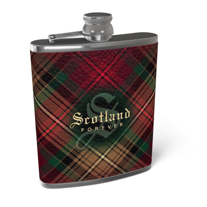 Scotland Forever - 7th Centennial - Leather Wrapped 6oz Stainless Stee