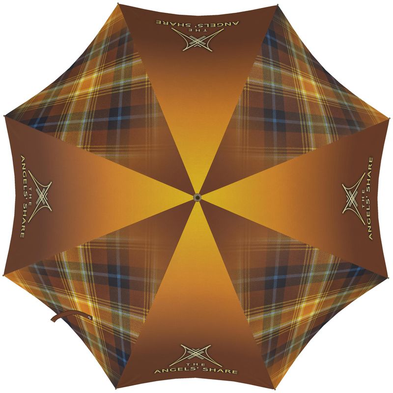 The Angels' Share Tartan Umbrella — City Auto Open — Black Handle