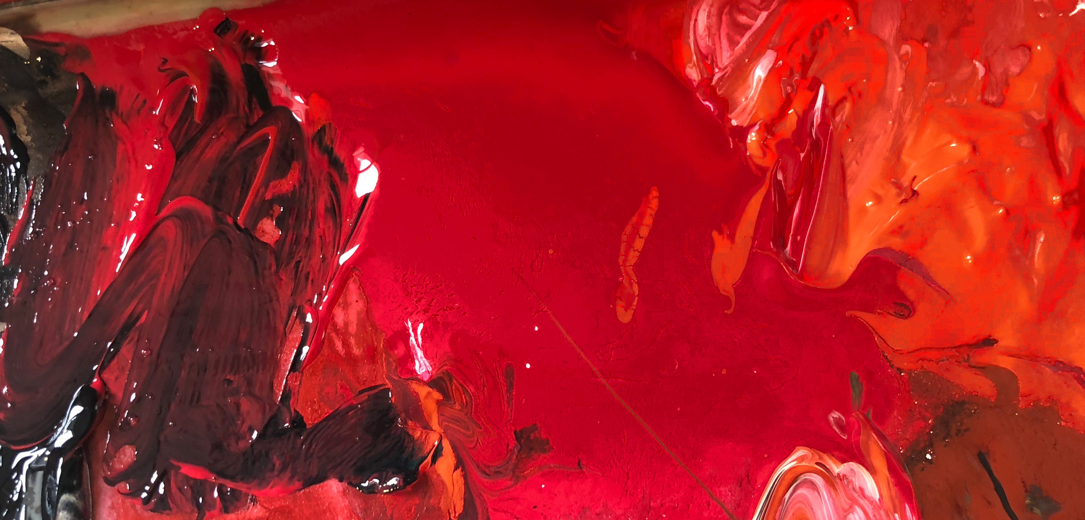 Red colour artwork study connected with the Declaration of Arbroath Fine-Art 3D Facsimile seal palette, useful as a supporting timeline or process image.