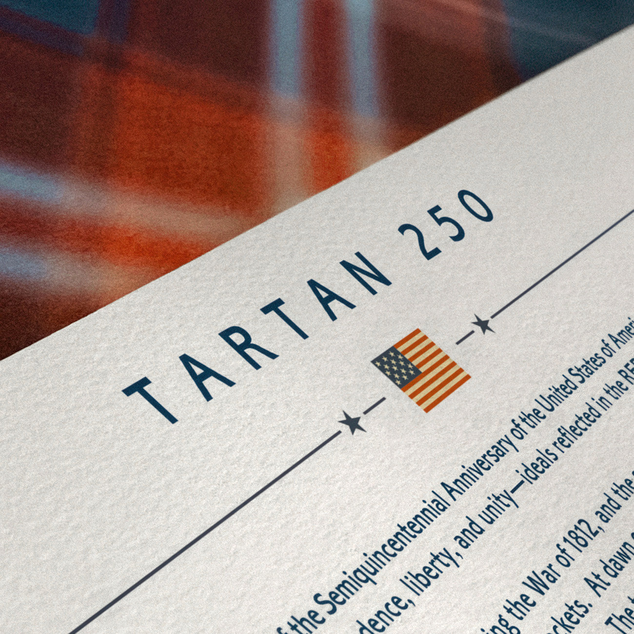 Close-up detail of America250 limited edition fine art tartan Tartan250 print, Past Edition.