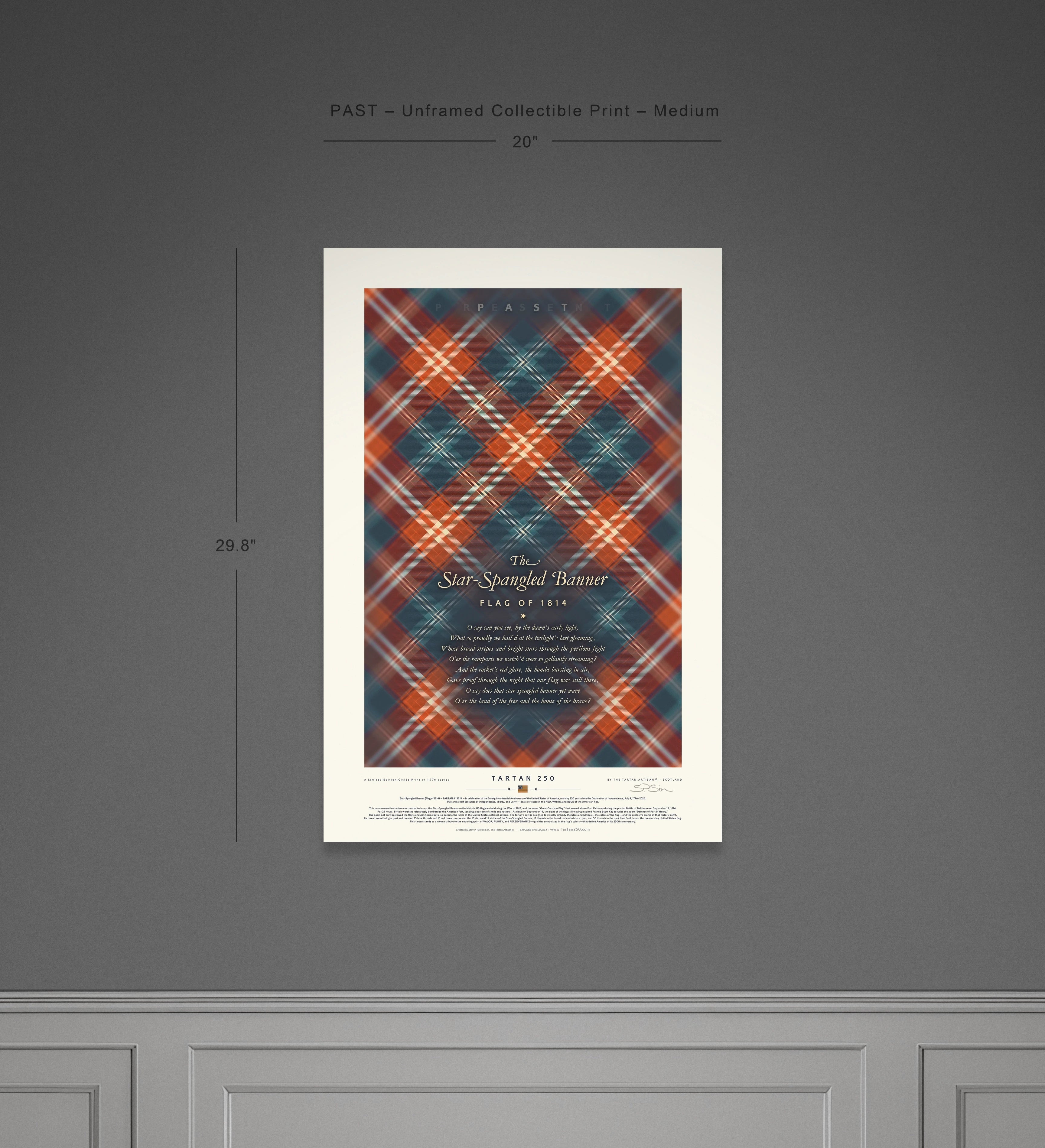 Close-up detail of Star-Spangled Banner Tartan250 PAST medium unframed print