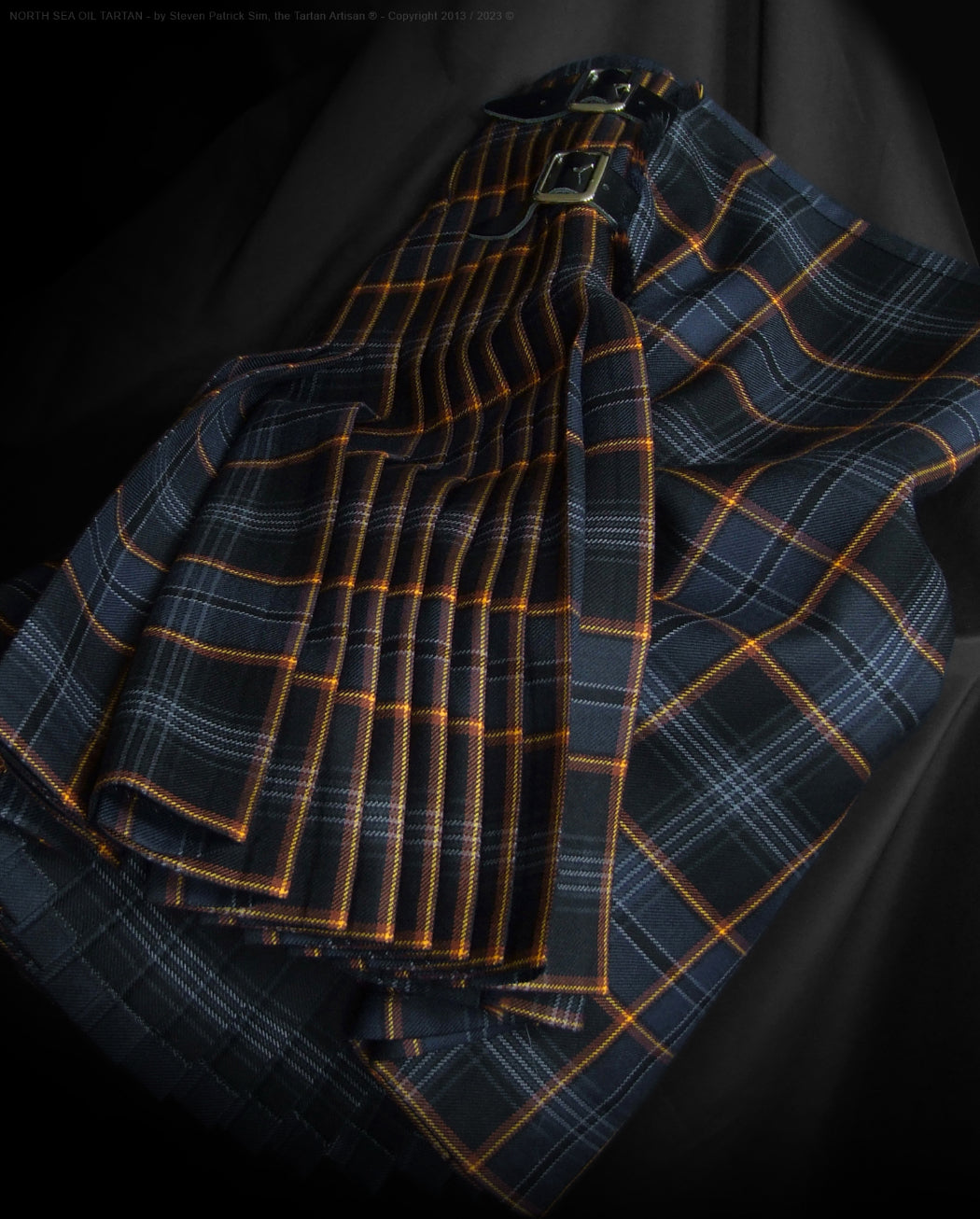 The North Sea Oil kilt, with flare boom pleating.