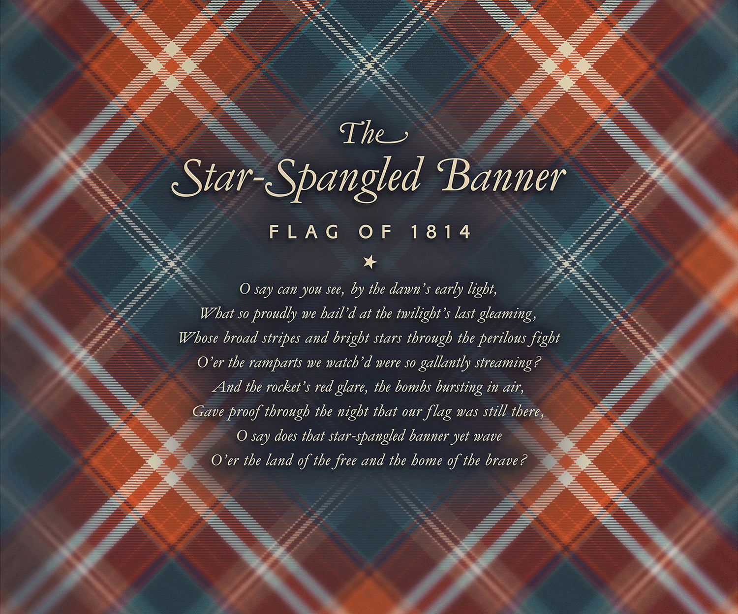 Close-up detail of America250 limited edition fine art tartan print, Past Edition.