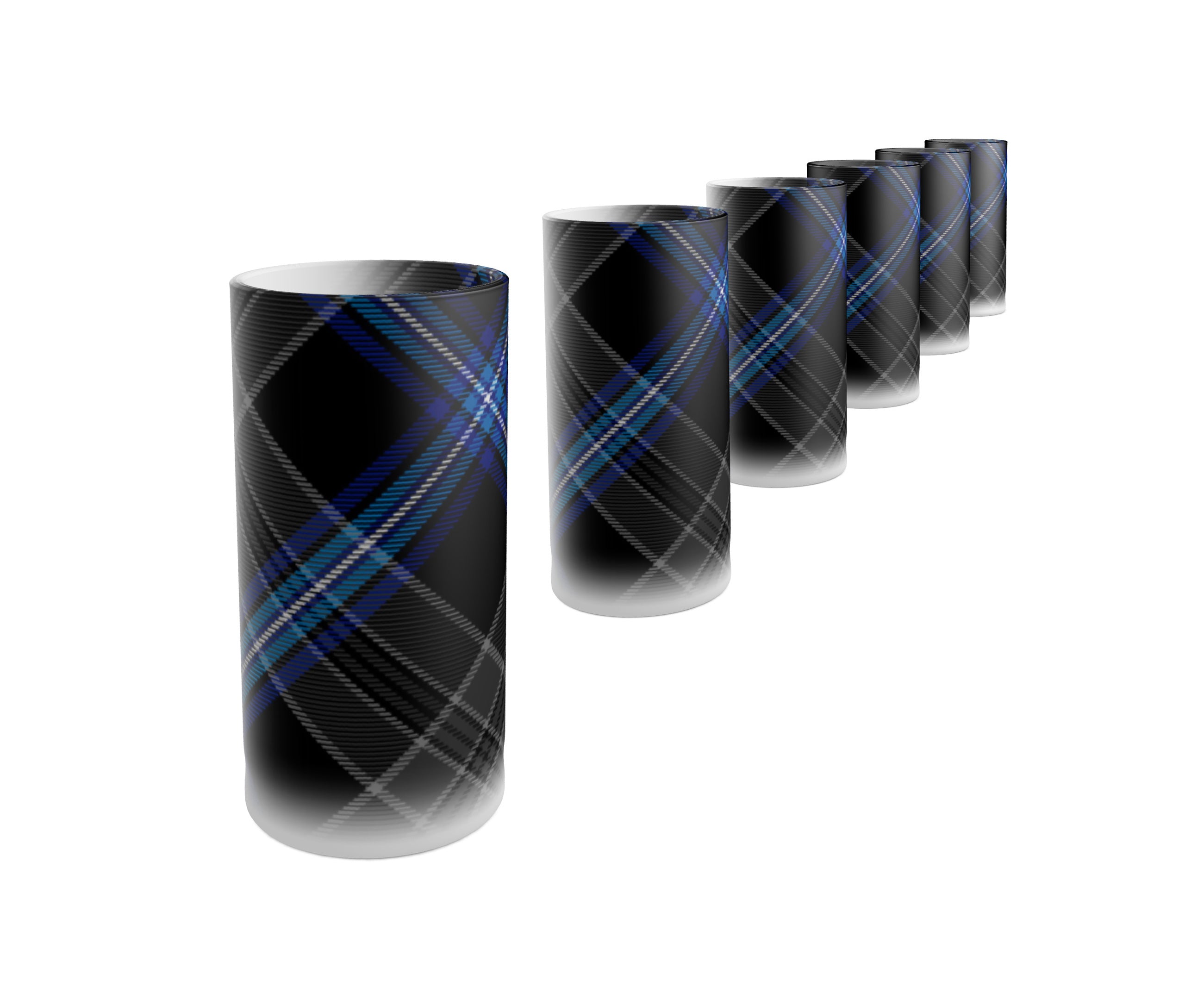 2 - Earthrise 2.0 Tartan Tequila Shot Glass Shooter-Style x6 all matching fronts