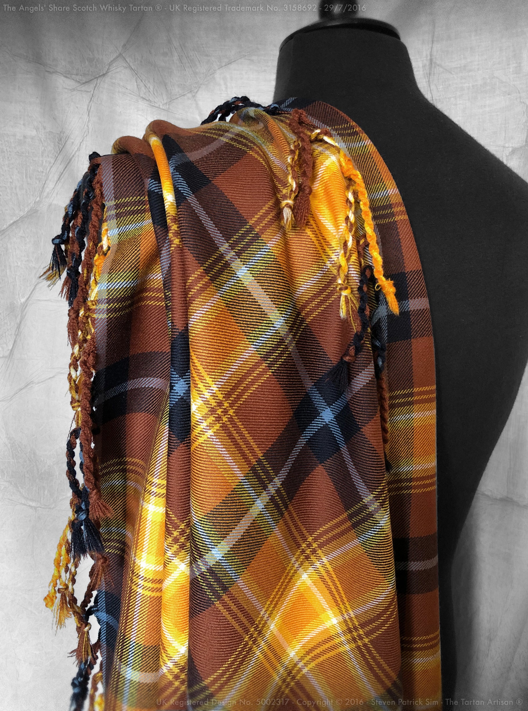 The Angels' Share Scotch Whisky Tartan Purled and Knotted Highland Plaid