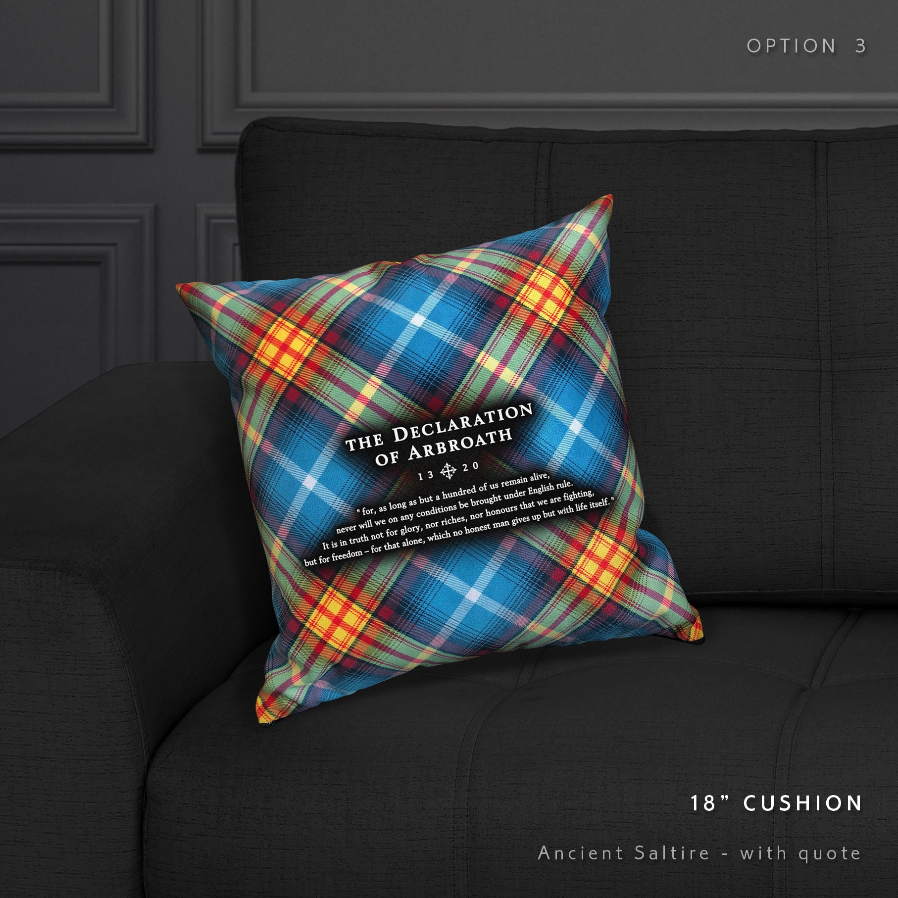 Faux Suede Tartan Declaration of Arbroath pillow