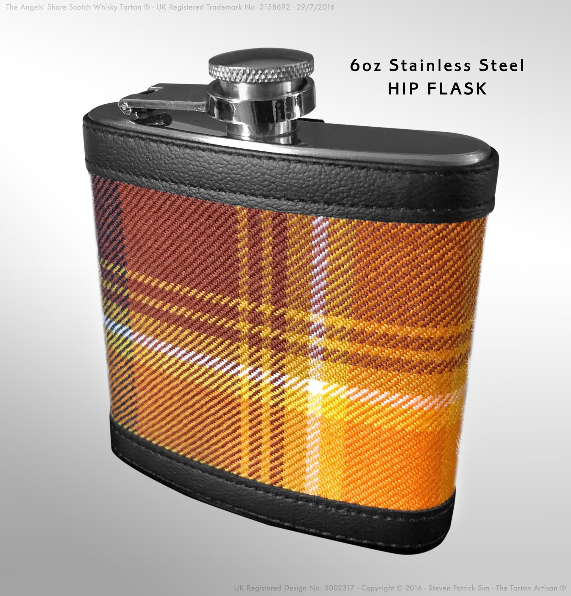 The Angels' Share - 6oz Stainless Steel Tartan Hip Flask