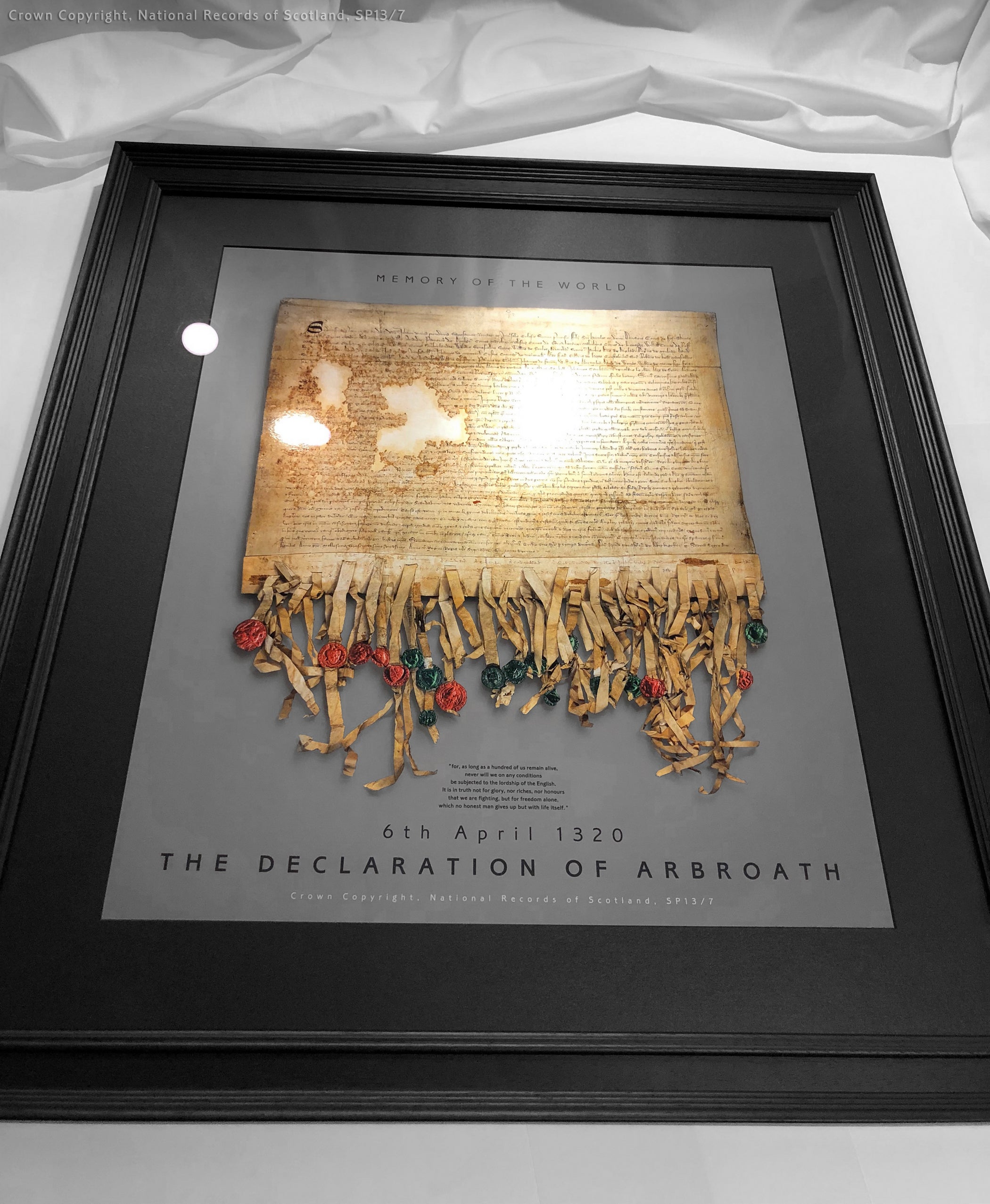 Fine Art Declaration of Arbroath framed metallic Pewter laser printed editions