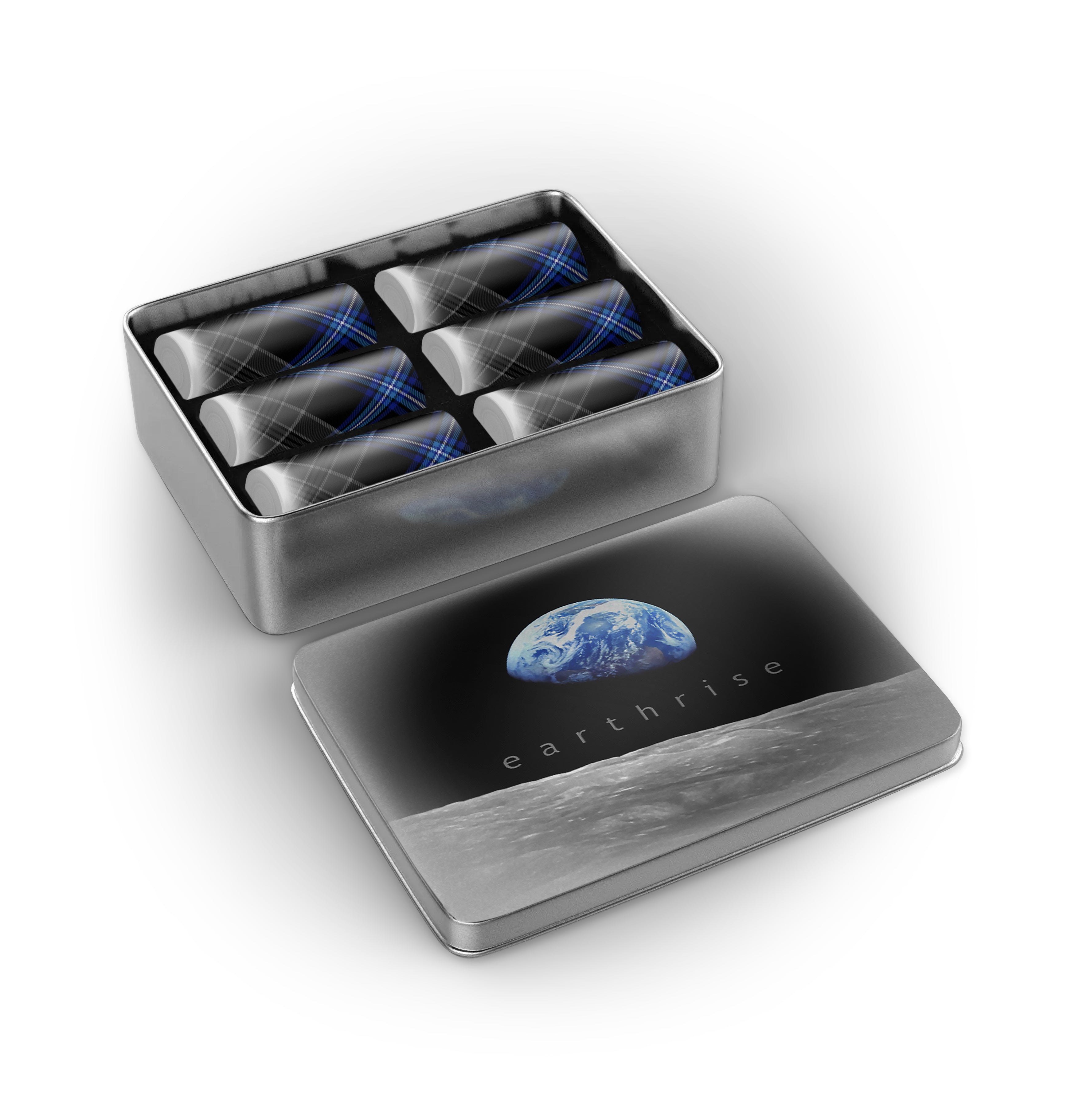 Earthrise 2.0 Tartan Tequila Shot Glass Shooter-Style x6 - Tinned