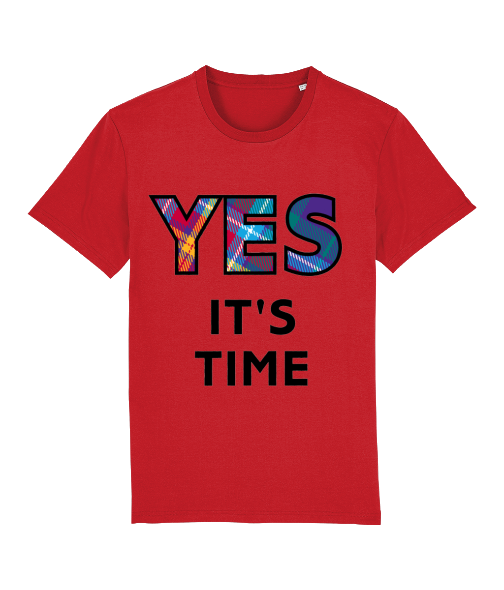 YES tartan Red T-Shirt - black logo