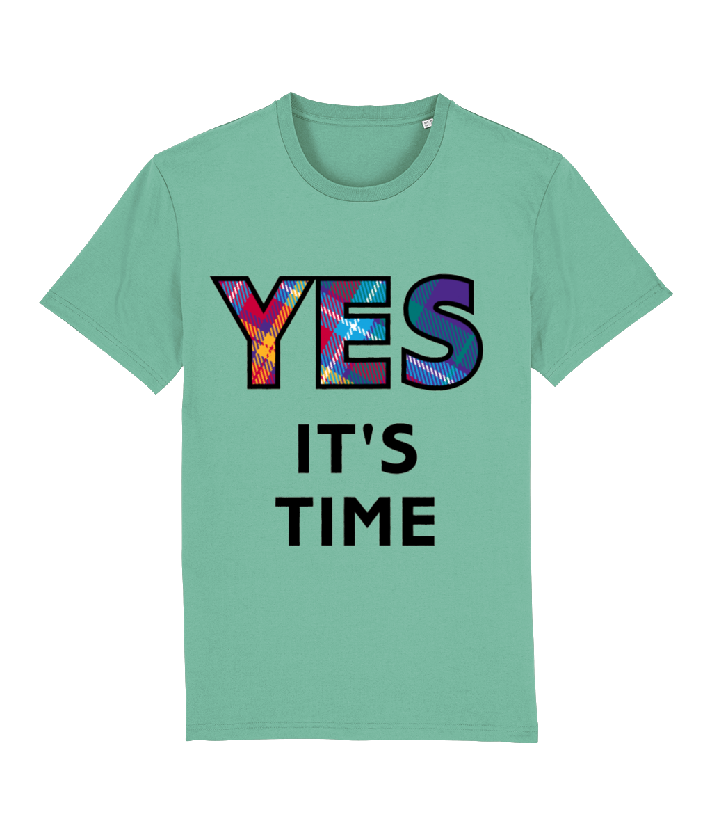 YES tartan Green T-Shirt - black logo