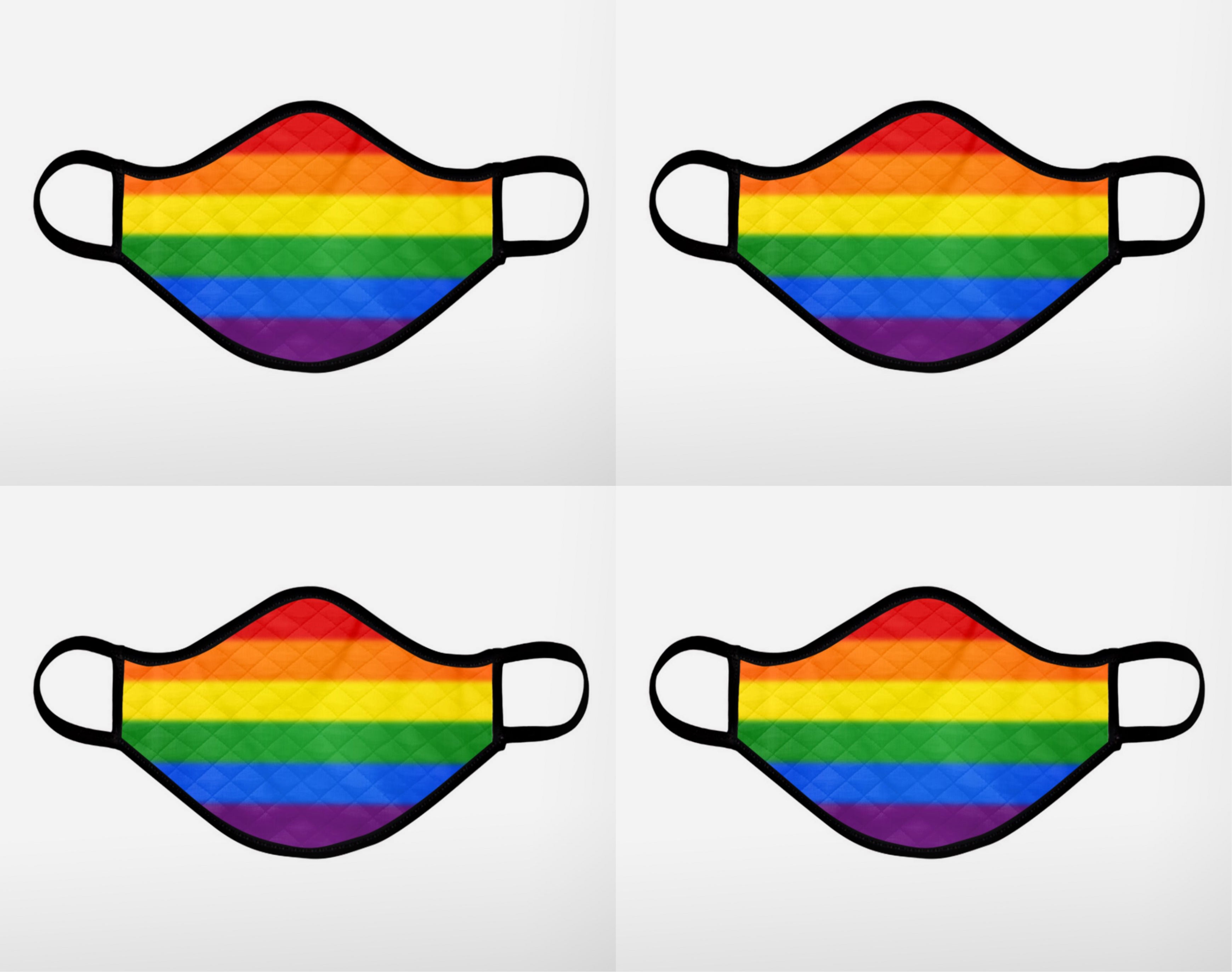 Gay Pride custom printed face mask - Extra Large - Four Pack