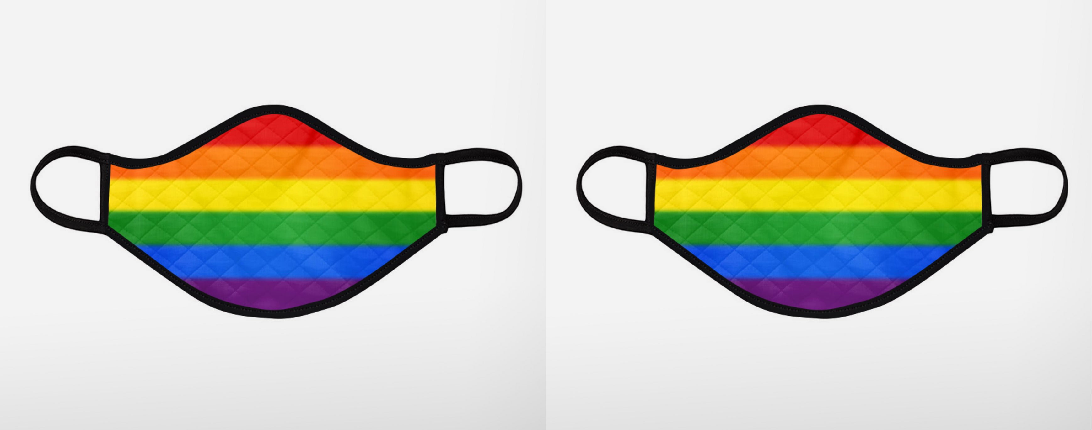Gay Pride custom printed face mask - Large - twin pack