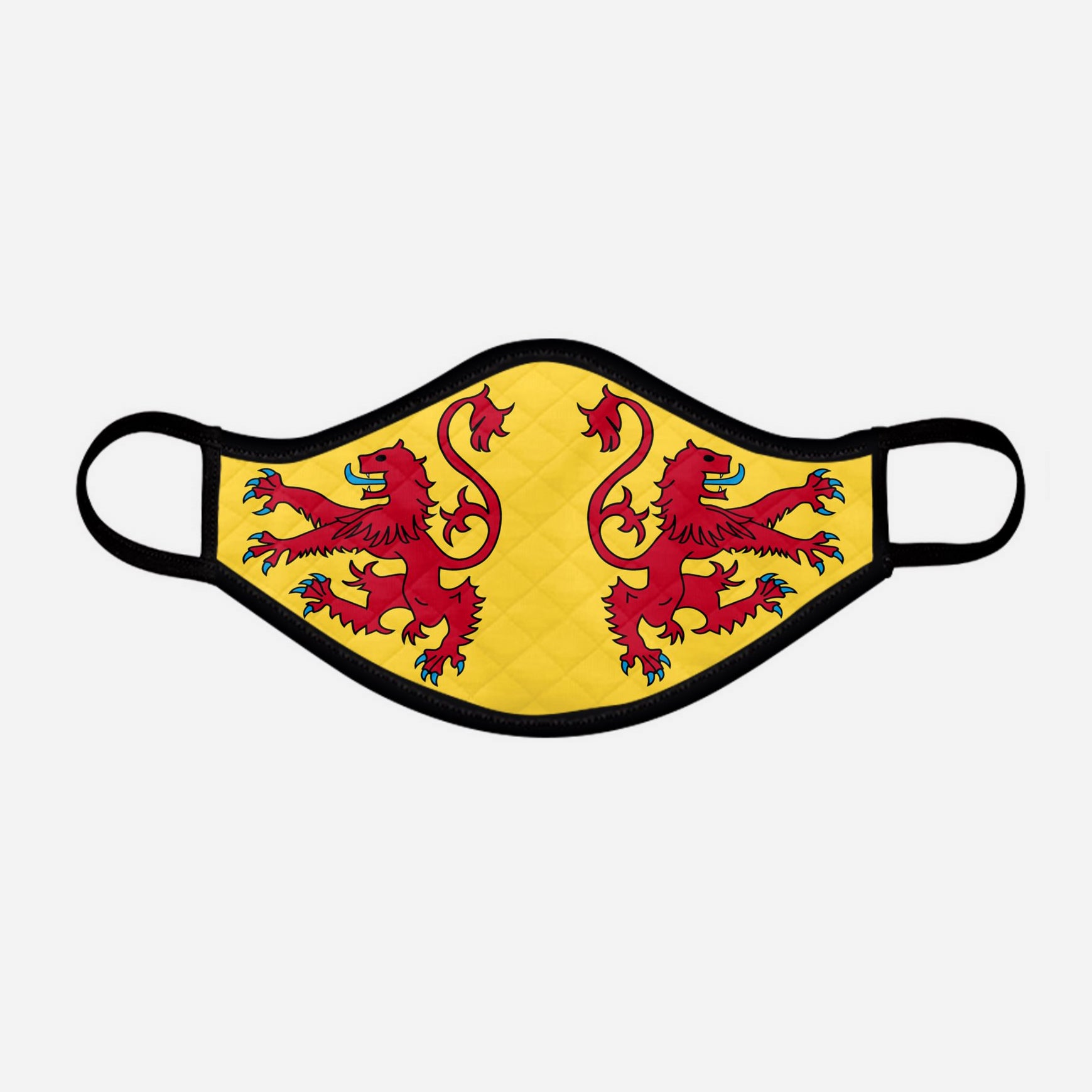 Contoured Face Mask - face covering - Nicola Sturgeon - Scottish Lion Rampant Royal Standard of Scotland - by Steven Patrick Sim the Tartan Artisan - Stevie Tartan Guy - medium