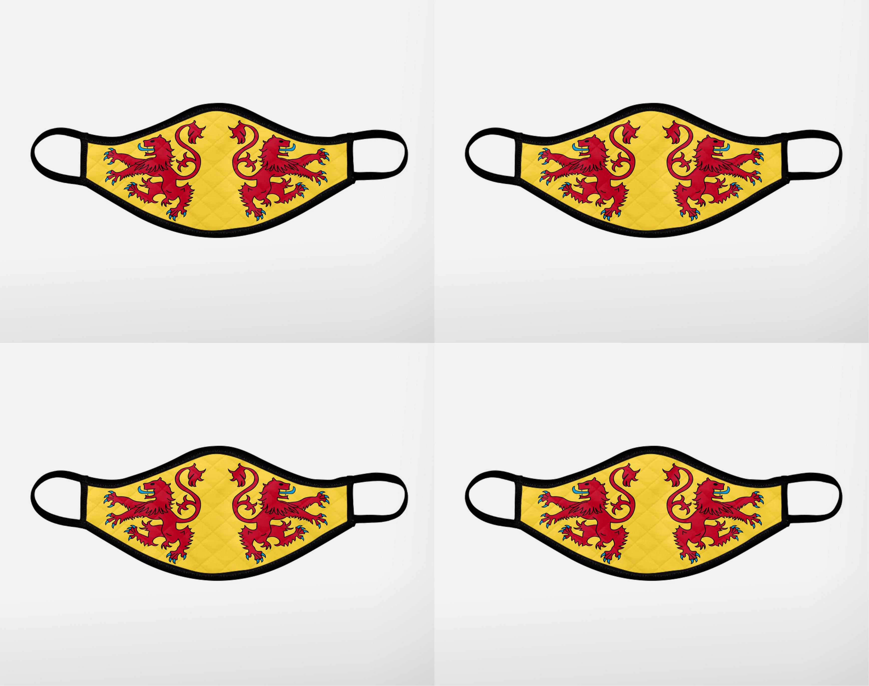 The Scottish Lion Rampant Royal Standard of Scotland Face Mask - Small 4 pack - by the Steven Patrick Sim Tartan Artisan - Stevie Tartan Guy Arbroath, Scotland