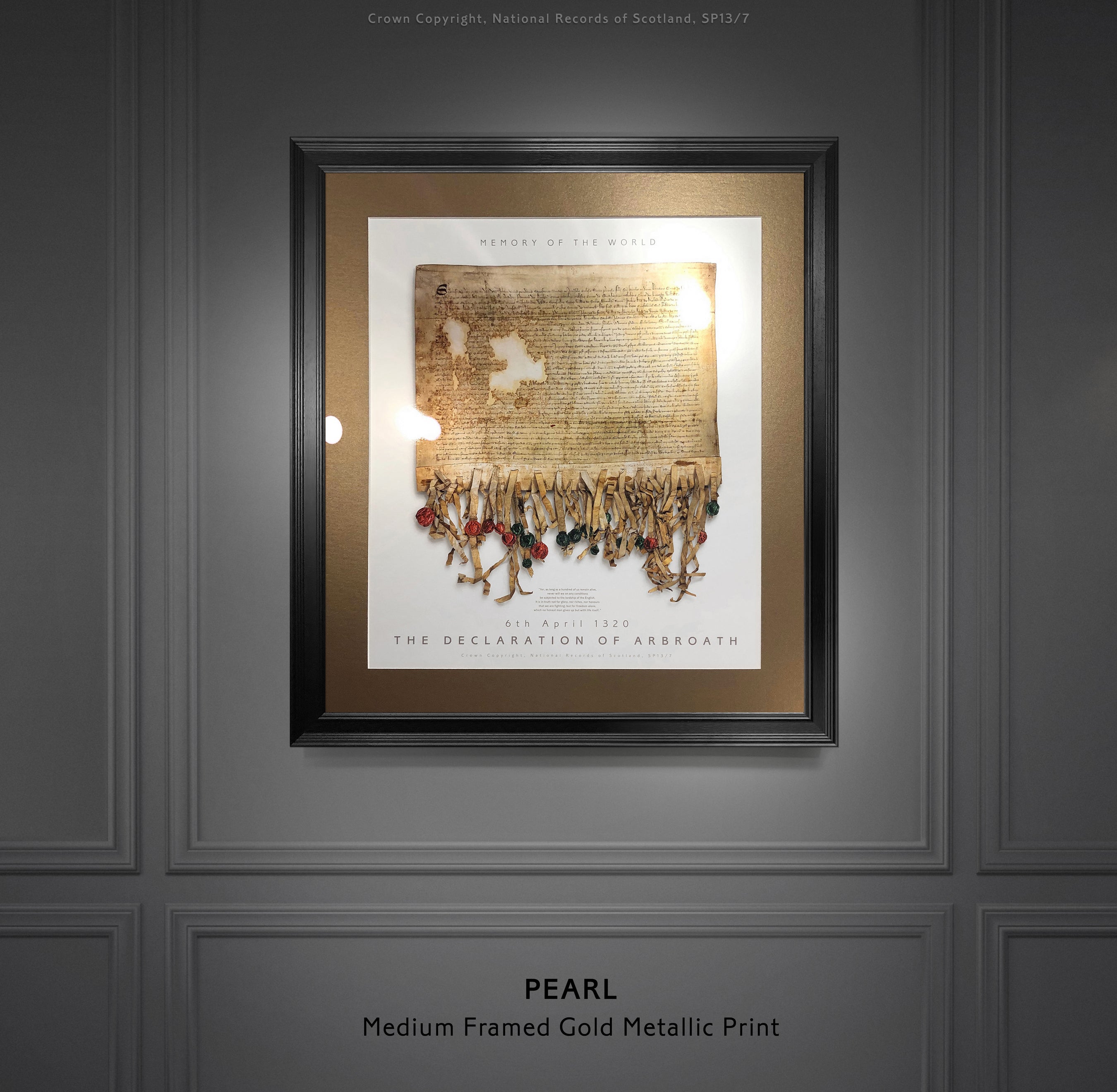 The Declaration of Arbroath Gold Metallic Laser Printed with pure gold luminosity Pearl