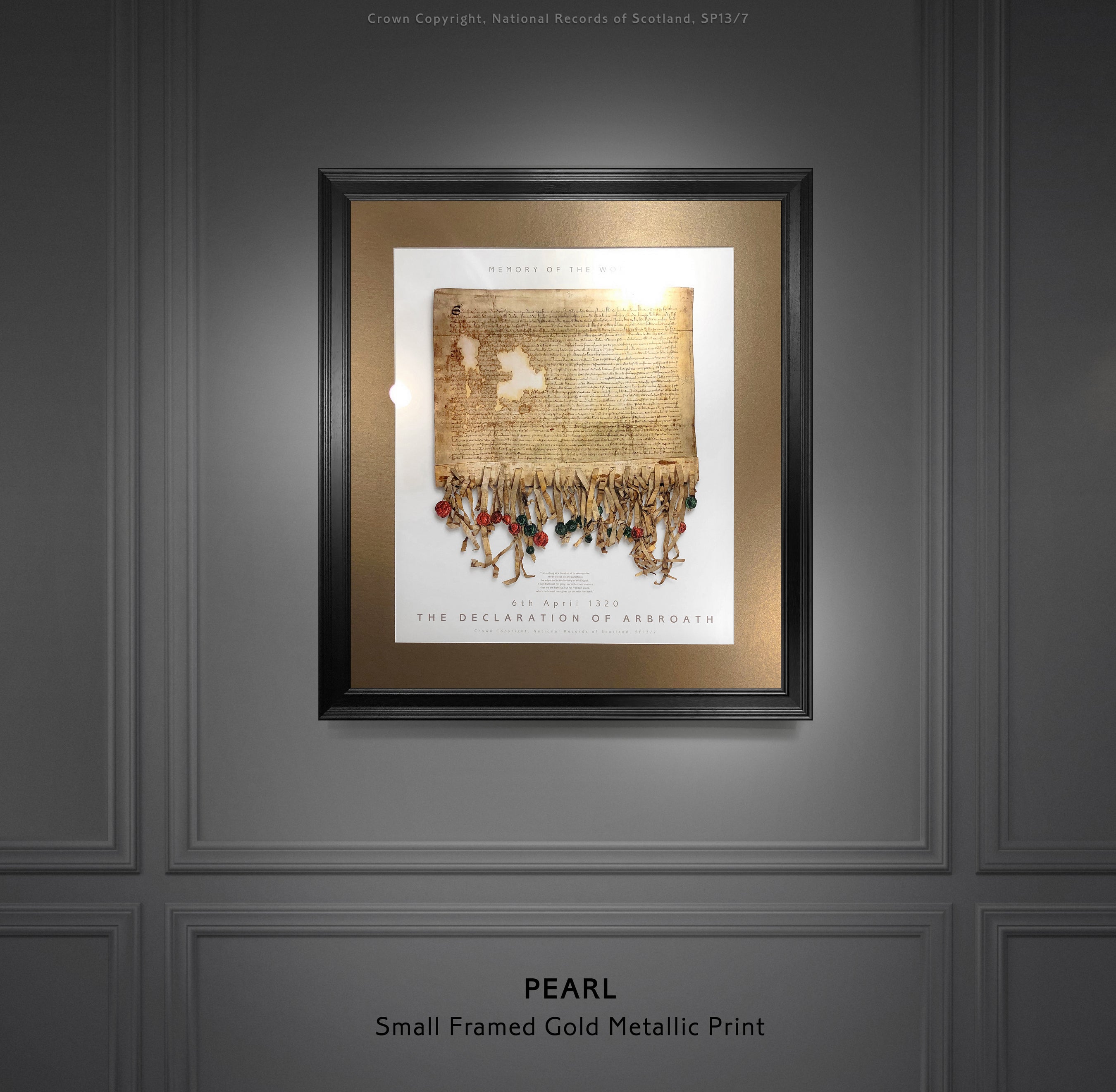 The Declaration of Arbroath Gold Metallic Print Editions - Pearl - LED Laser reflective gold effect