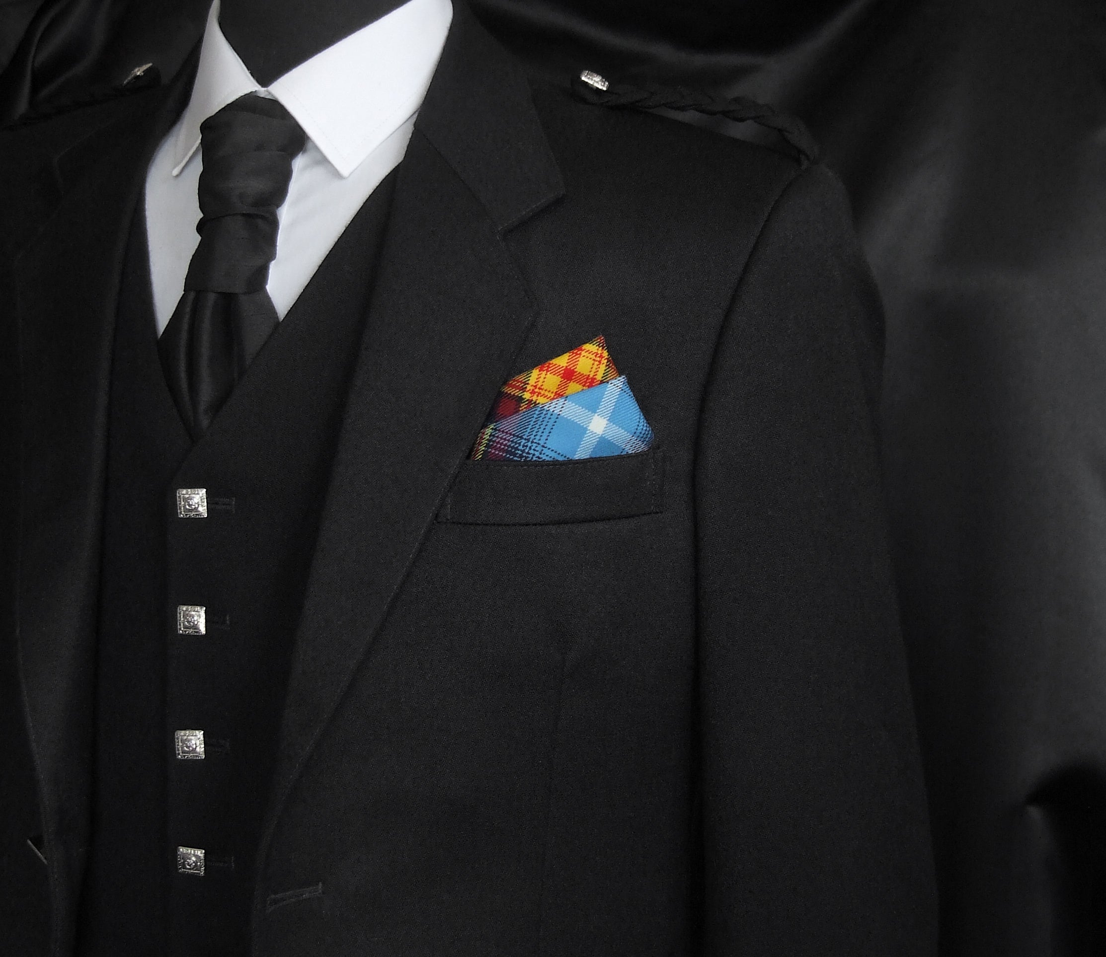 Declaration folded tartan pocket square