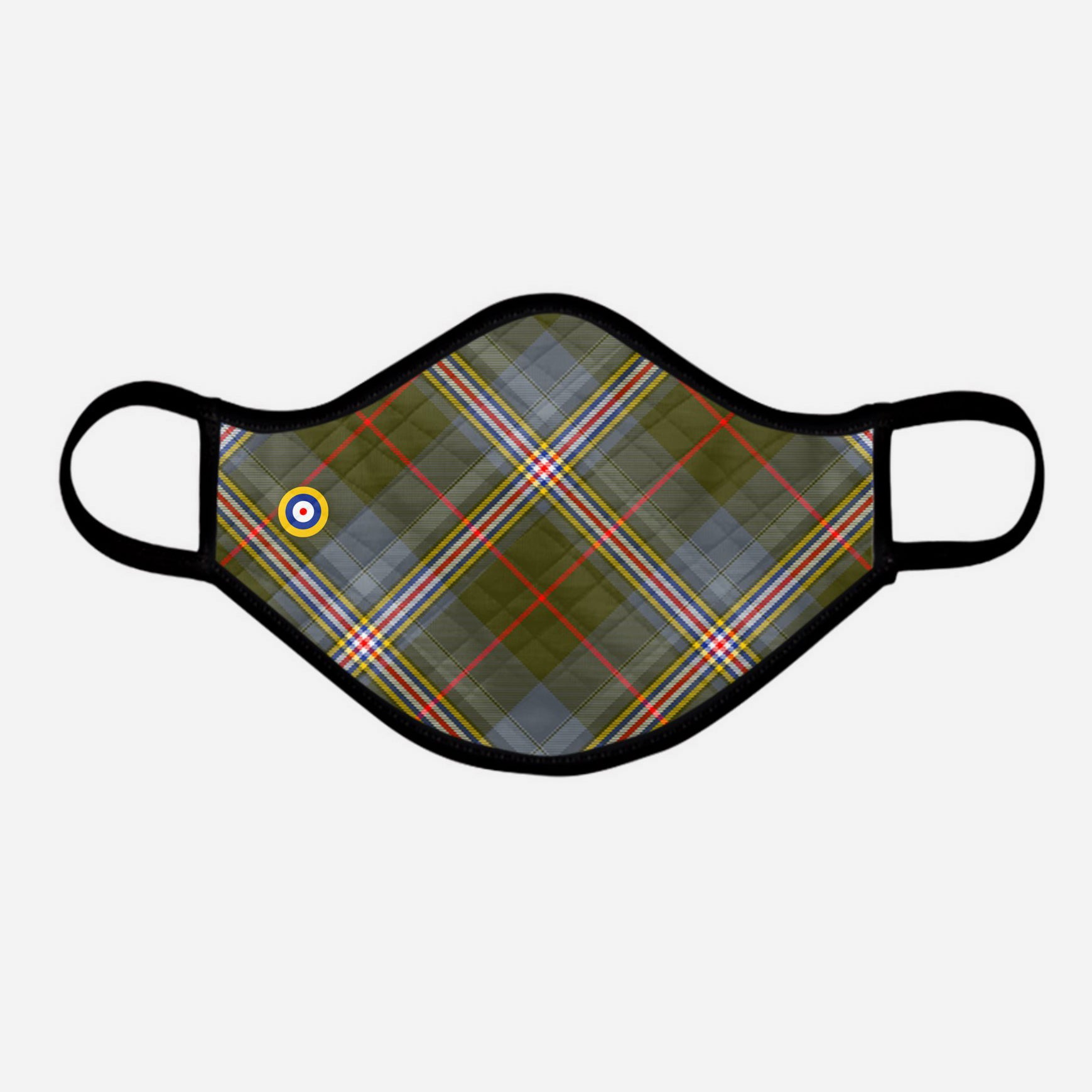 Red Lichtie Spitfire EP121 Montrose Air Station Heritage Centre Tartan custom printed face mask - Large with badge - by the Steven Patrick Sim Tartan Artisan - Stevie Tartan Guy Arbroath, Scotland with Nicola Sturgeon - mixed pack of 4 or 2