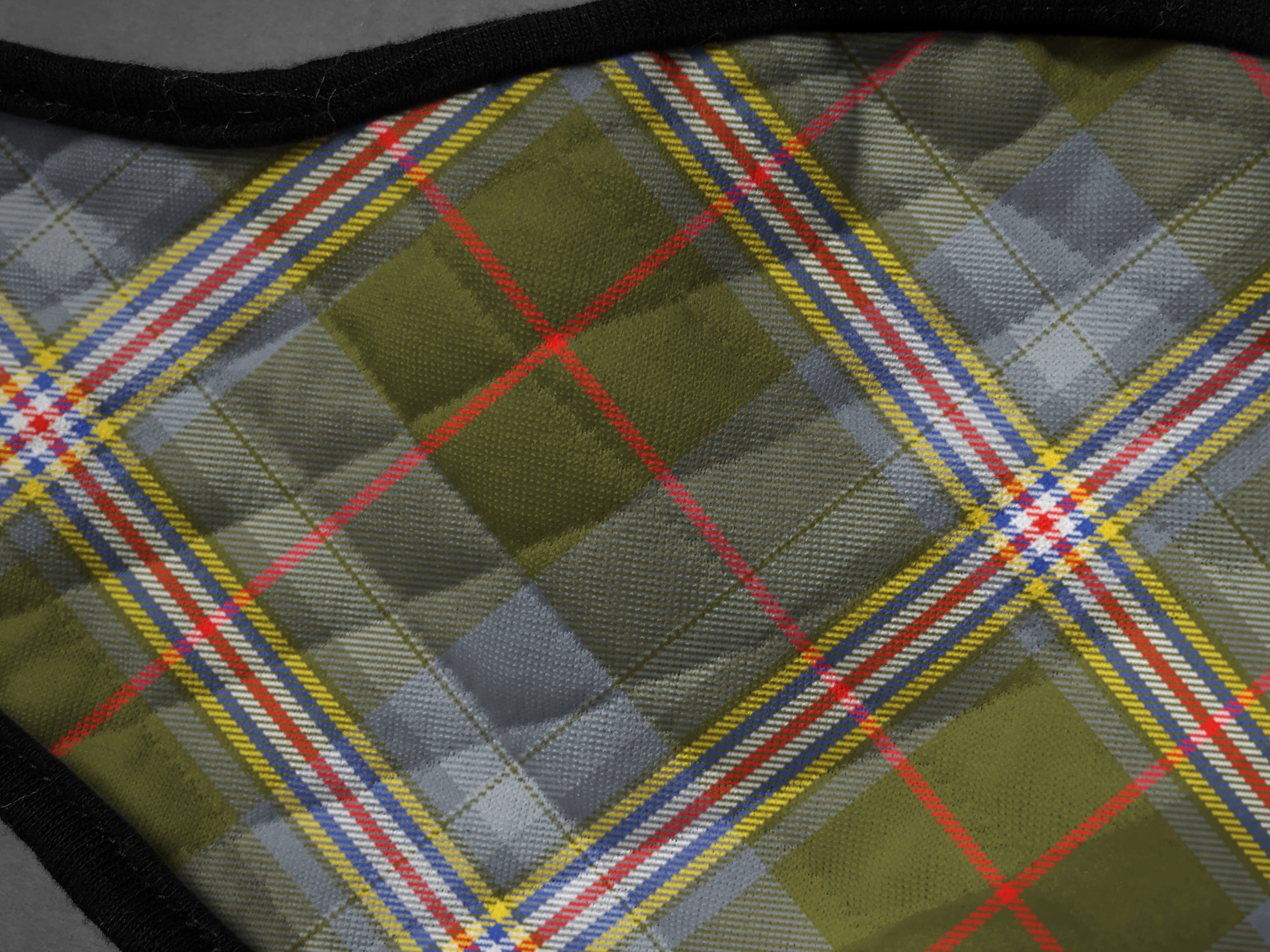 Red Lichtie Spitfire tartan Arbroath Lichtie face covering - by Steven Patrick Sim the Tartan Artisan - Stevie Tartan Guy - cloth printed