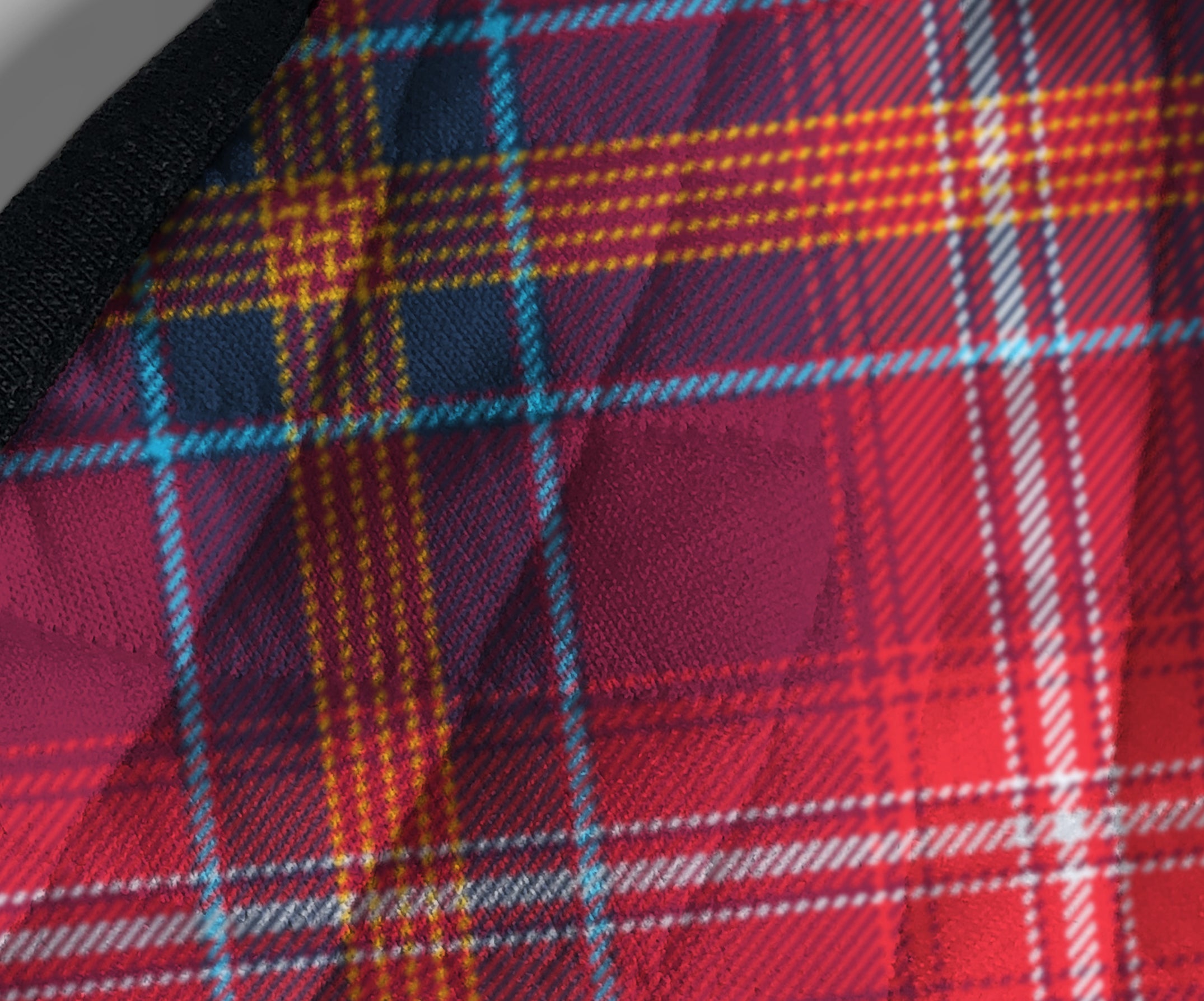 Red Lichtie tartan Arbroath Lichtie face covering - Nicola Sturgeon - by Steven Patrick Sim the Tartan Artisan - Stevie Tartan Guy - cloth printed