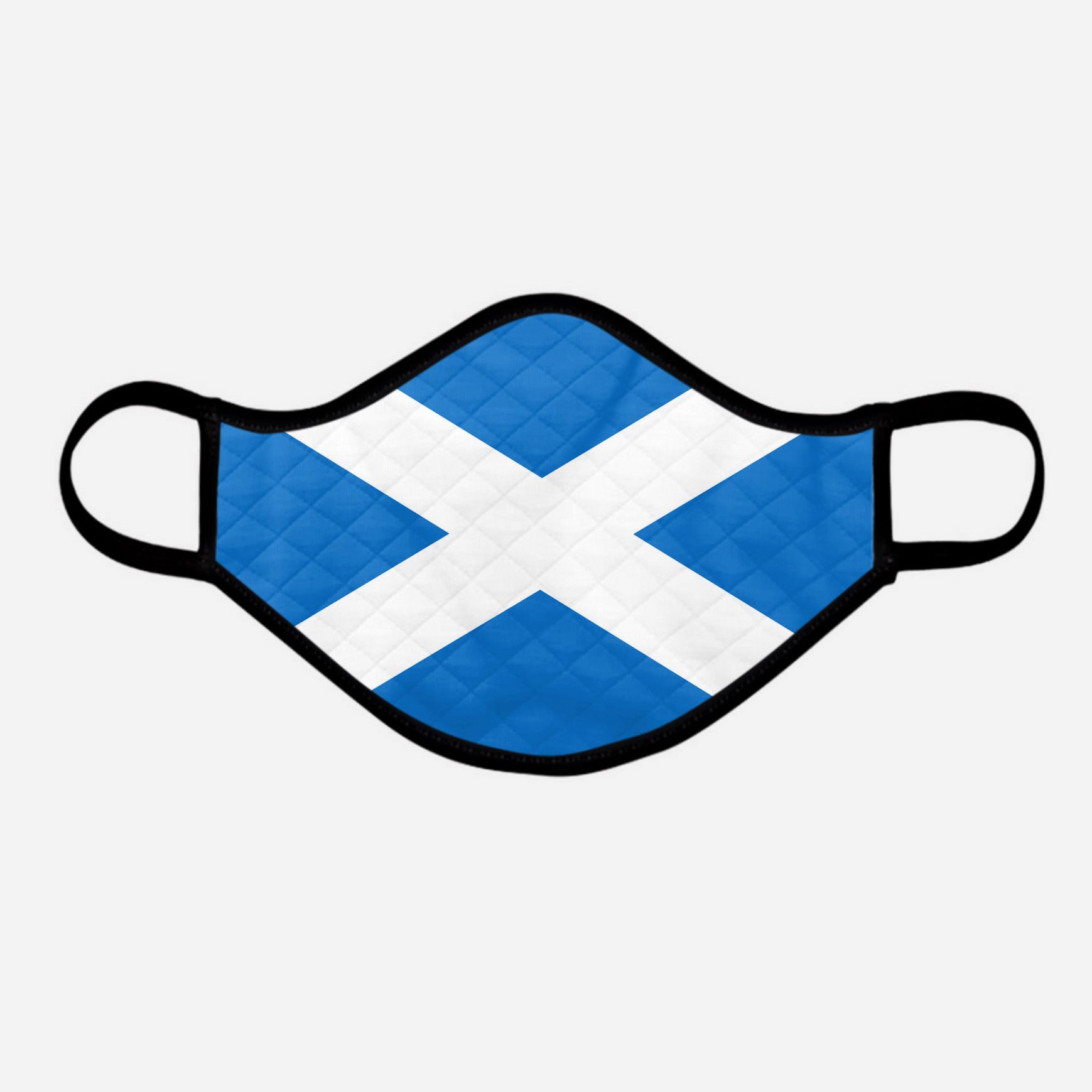 Contoured Face Mask - face covering - Nicola Sturgeon - Scottish Scotland Scots Saltire St Andrew's Cross - by Steven Patrick Sim the Tartan Artisan - Stevie Tartan Guy - extra large