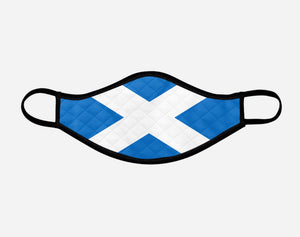 The Scottish Saltire Face Mask - Small - by the Steven Patrick Sim Tartan Artisan - Stevie Tartan Guy Arbroath, Scotland