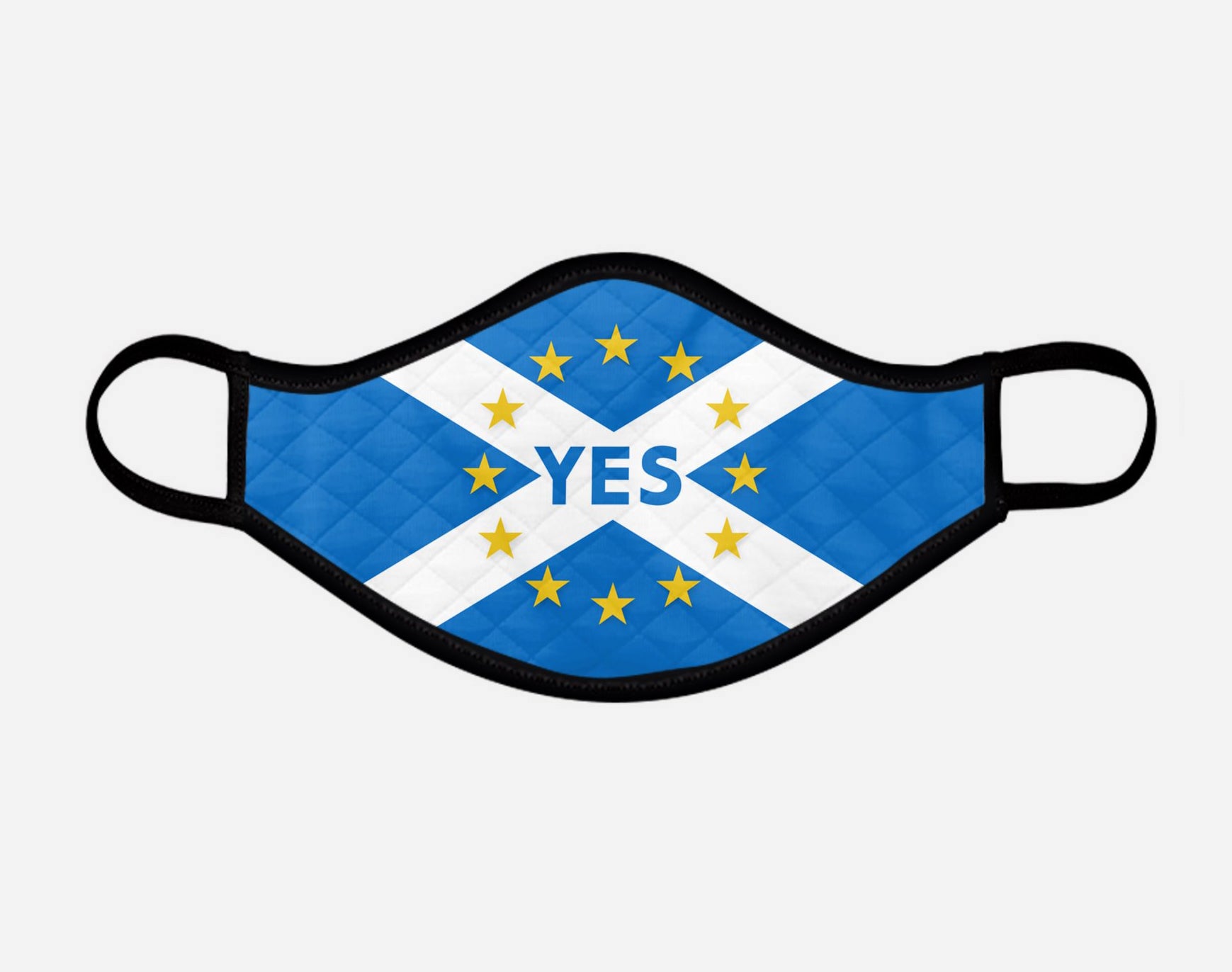 The Scottish Scotland Saltire YES IT'S TIME - Alba Gu Brath - Pro EU - European Union - Nicola Sturgeon - Face Mask - Medium - by the Steven Patrick Sim Tartan Artisan - Stevie Tartan Guy Arbroath, Scotland