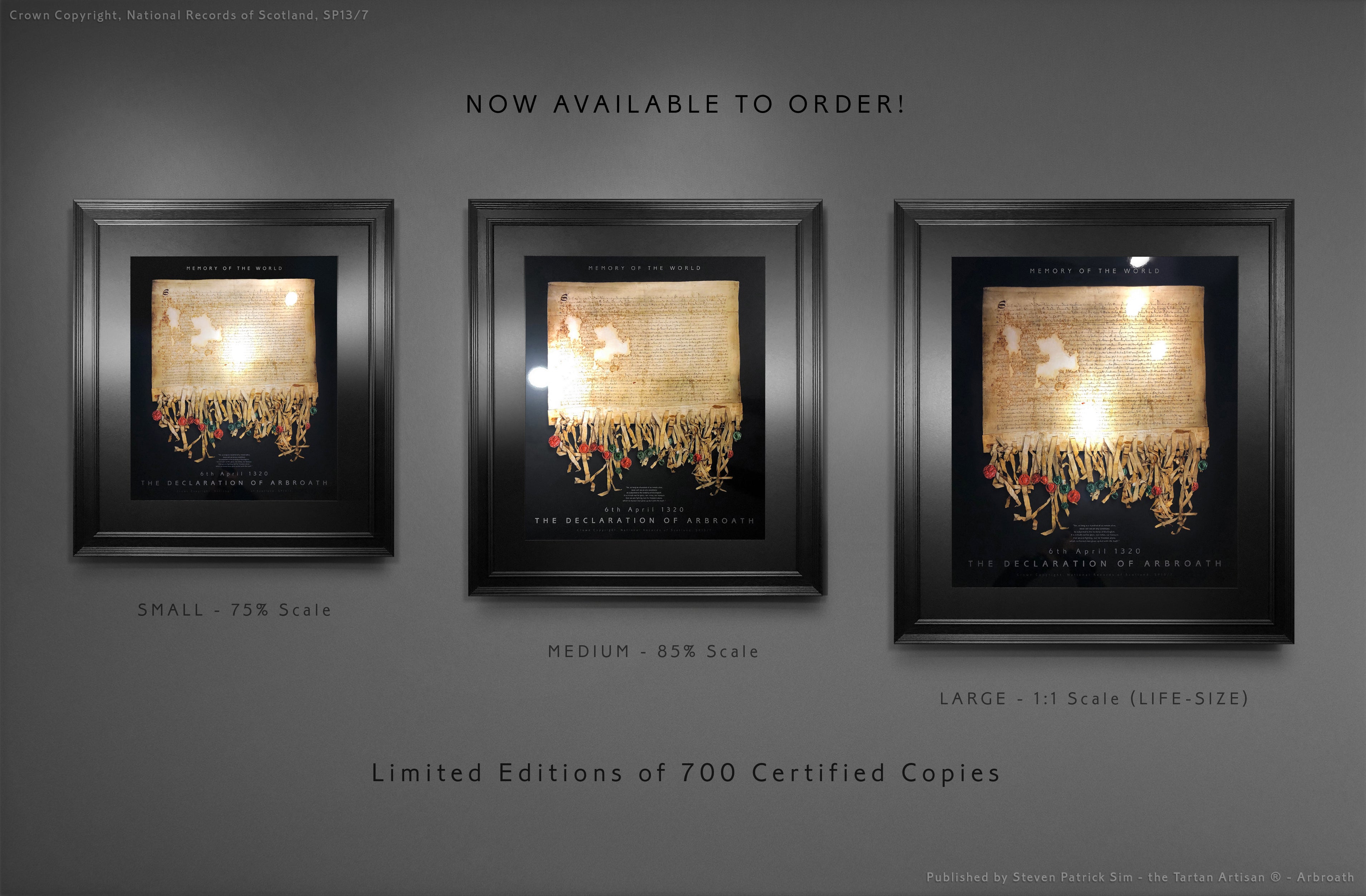 The Declaration of Arbroath Gold Metallic Print Editions - Black Onyx - LED Laser reflective gold effect