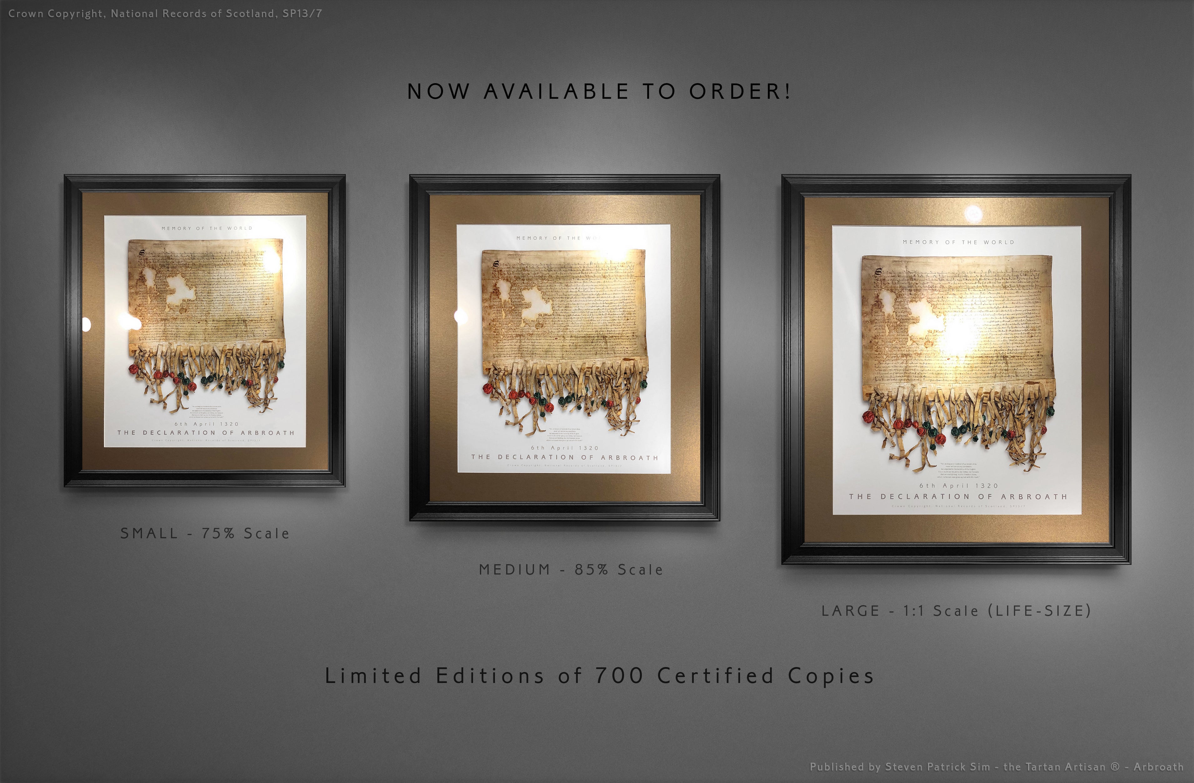 The Declaration of Arbroath Gold Metallic Print Editions - Pearl - LED Laser reflective gold effect