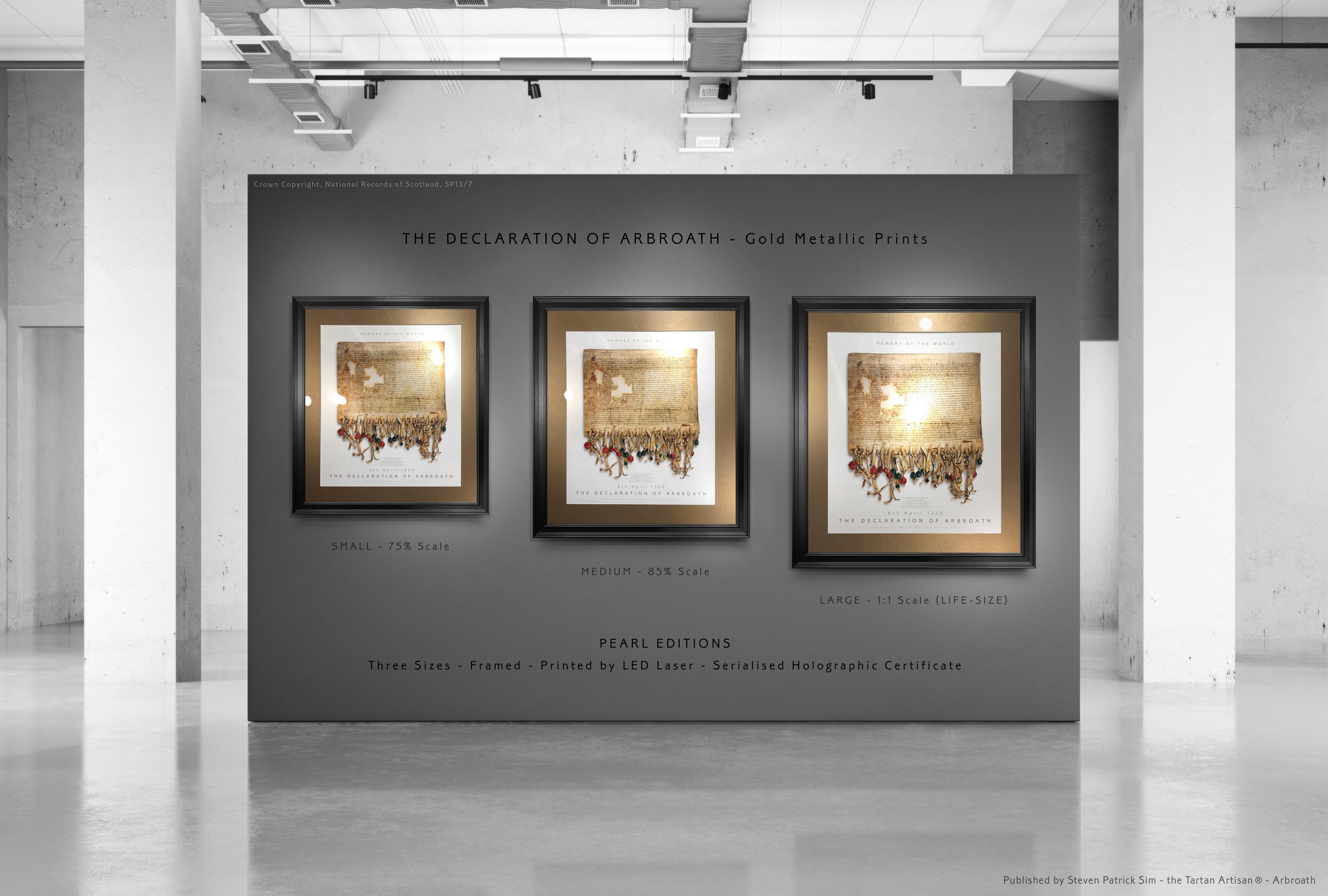 The Declaration of Arbroath Gold Metallic Print Editions - Pearl - By the Tartan Artisan, Arbroath