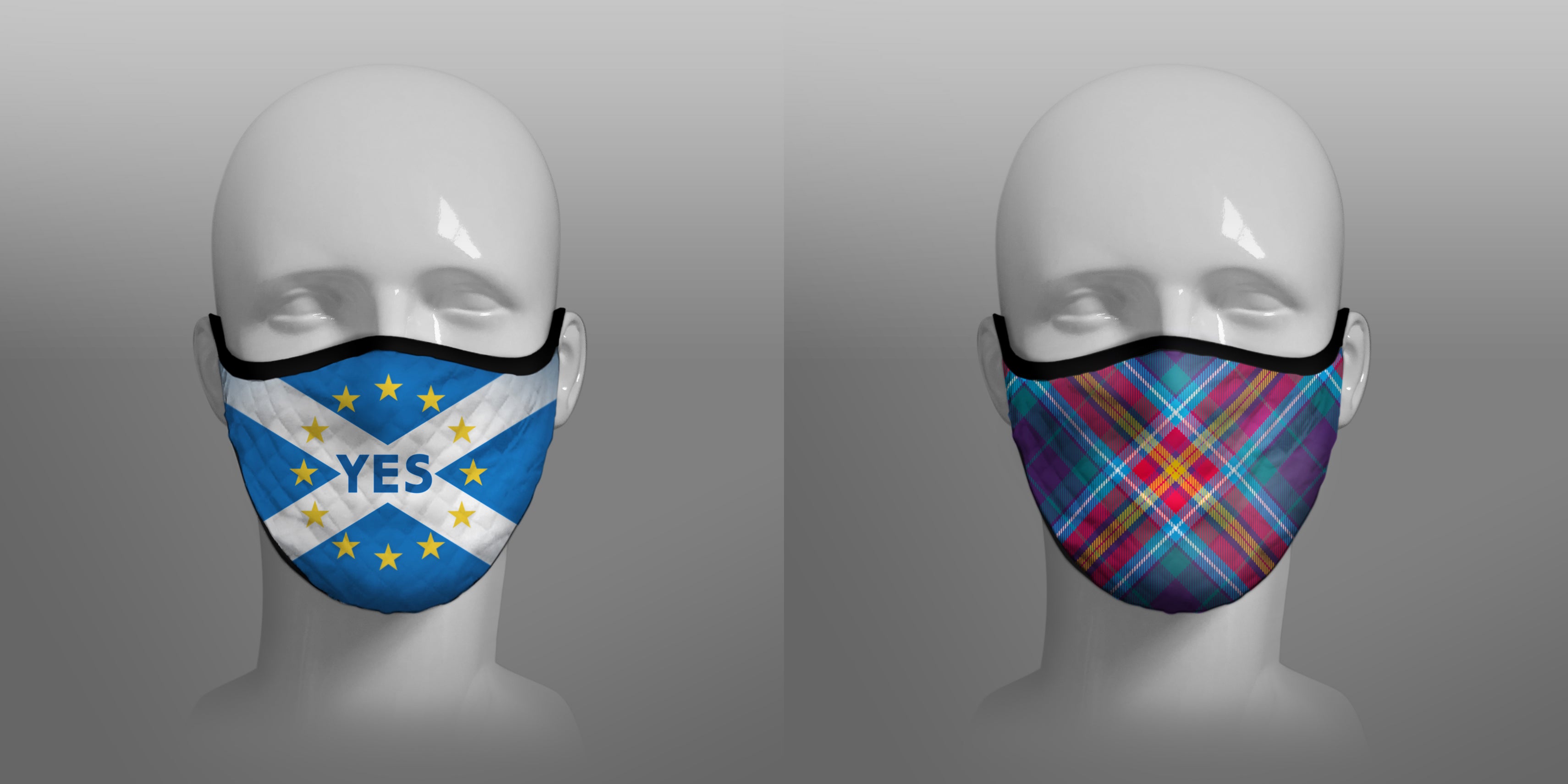 YES IT'S TIME - Alba Gu Brath - Pro EU - European Union - Nicola Sturgeon - Scottish Saltire face mask cloth covering - Nicola Sturgeon - by Steven Patrick Sim the Tartan Artisan - Stevie Tartan Guy - mixed pack of 2