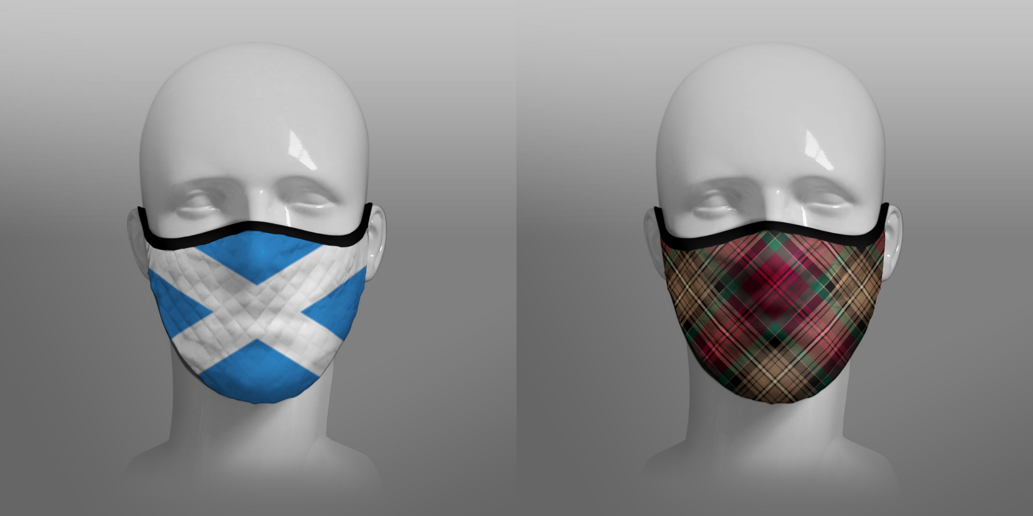 Scottish Saltire The Declaration of Arbroath 7th Centennial 700th Anniversary - cover - 19 - pandemic Coronavirus - Nicola Sturgeon - Scottish face mask cloth covering filter - by Steven Patrick Sim the Tartan Artisan - Stevie Tartan Guy - mixed pack of 2