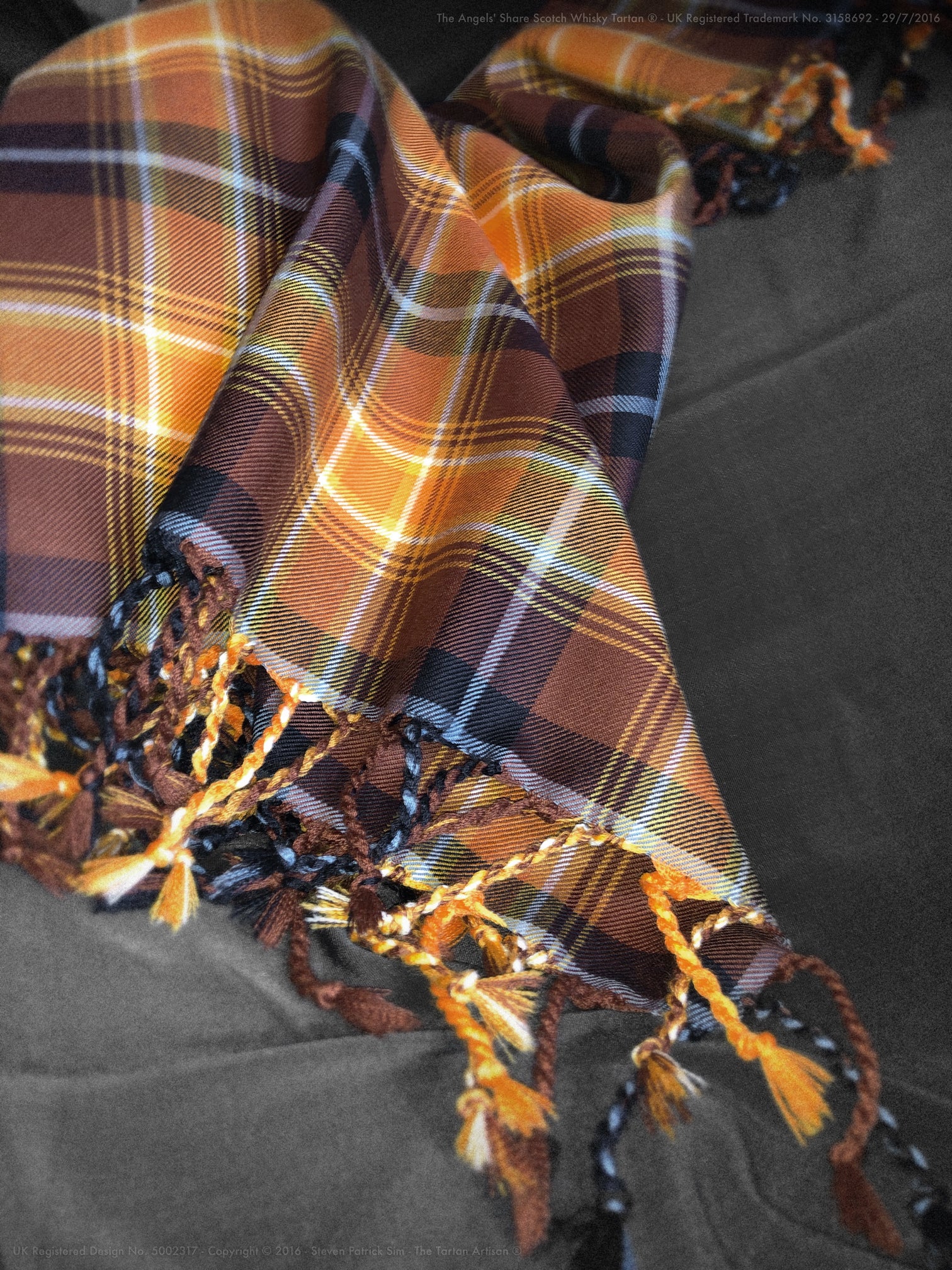 The Angels' Share Scotch Whisky Tartan® ~ Purled and knotted Furniture Throw