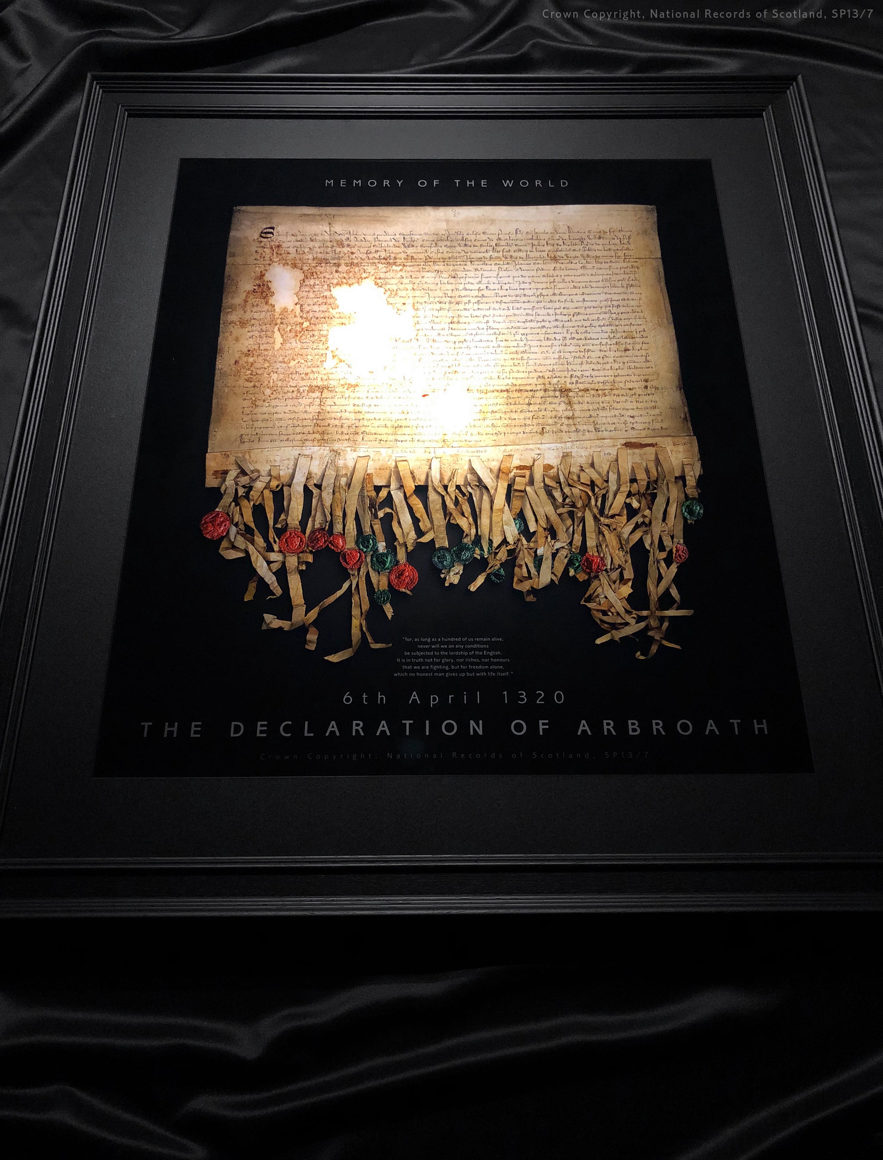 DECLARATION OF ARBROATH - GOLD metallic print editions - Produced on the latest generation C-Type Chromira Light-jet printer - only 700 copies - Black Onyx
