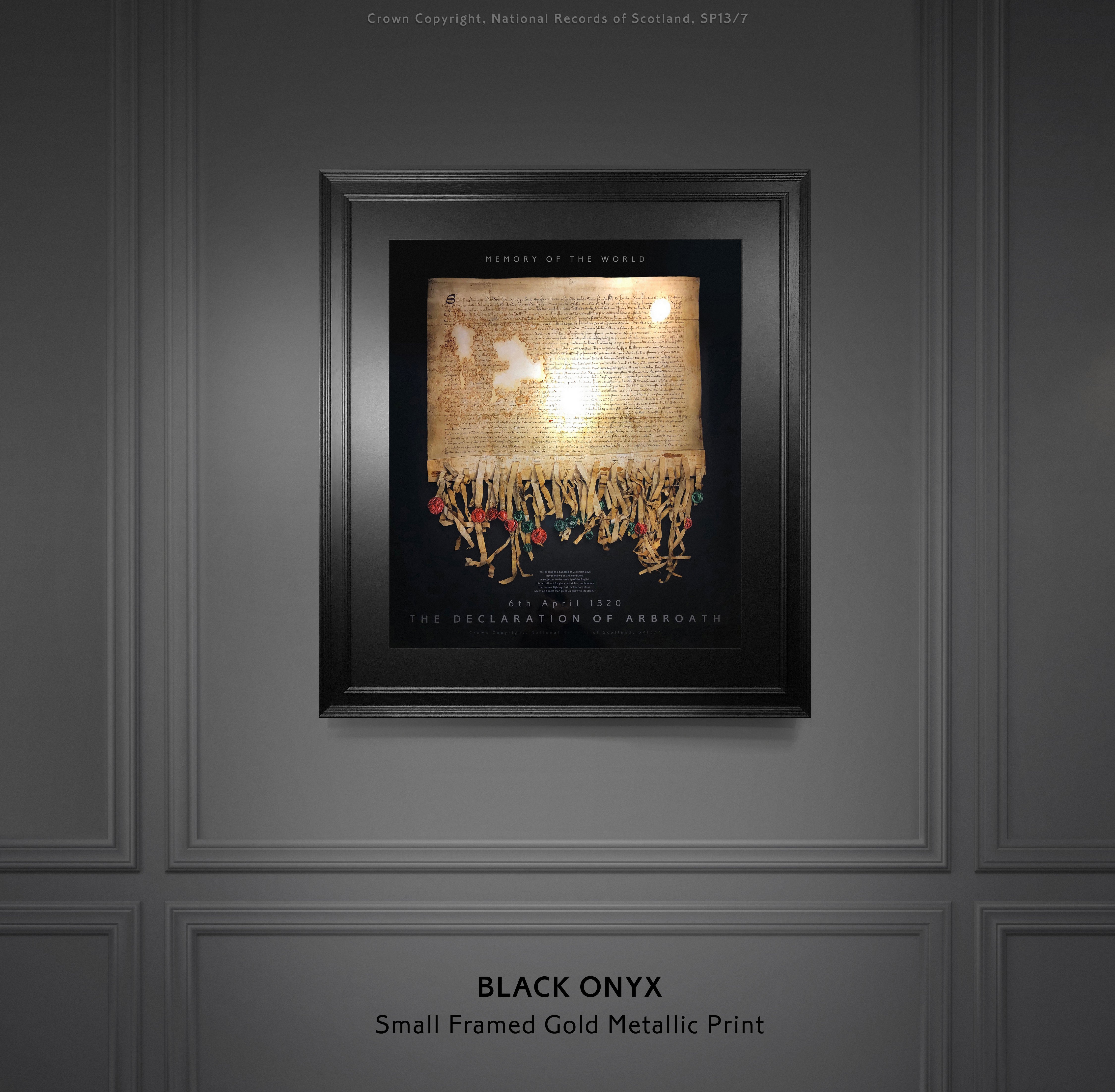 The Declaration of Arbroath Gold Metallic Print Editions - Black Onyx