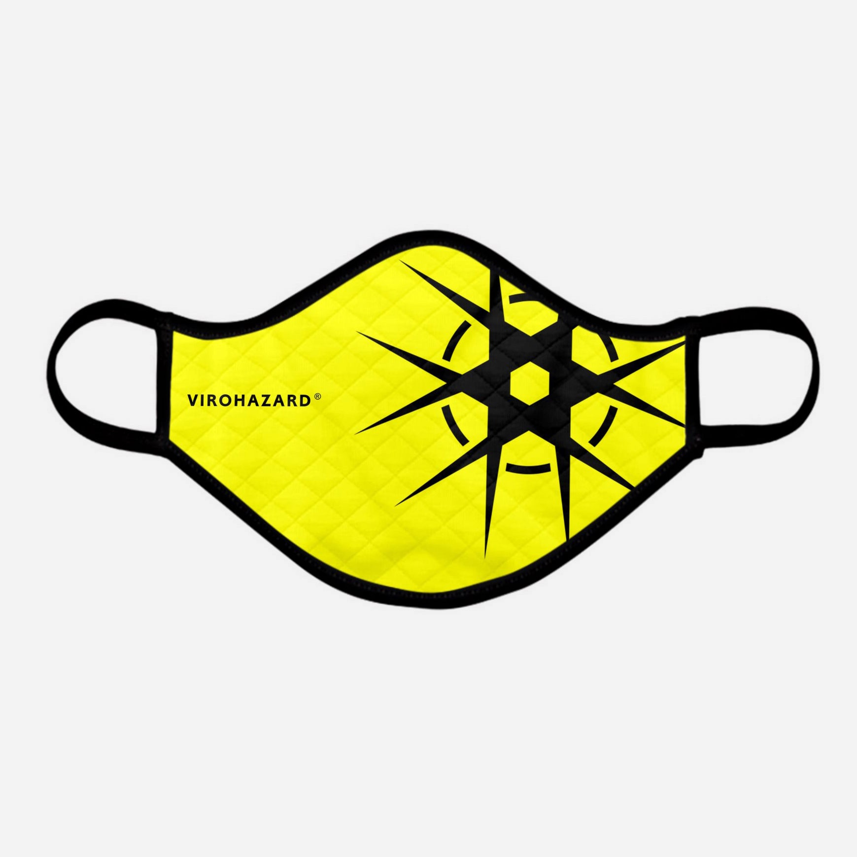 Virohazard tartan face mask facemask face-mask covid - 19 - pandemic Coronavirus - Nicola Sturgeon - Scottish cloth face covering filter - by Steven Patrick Sim the Tartan Artisan - Stevie Tartan Guy - black logo with yellow - extra large - registered trade mark