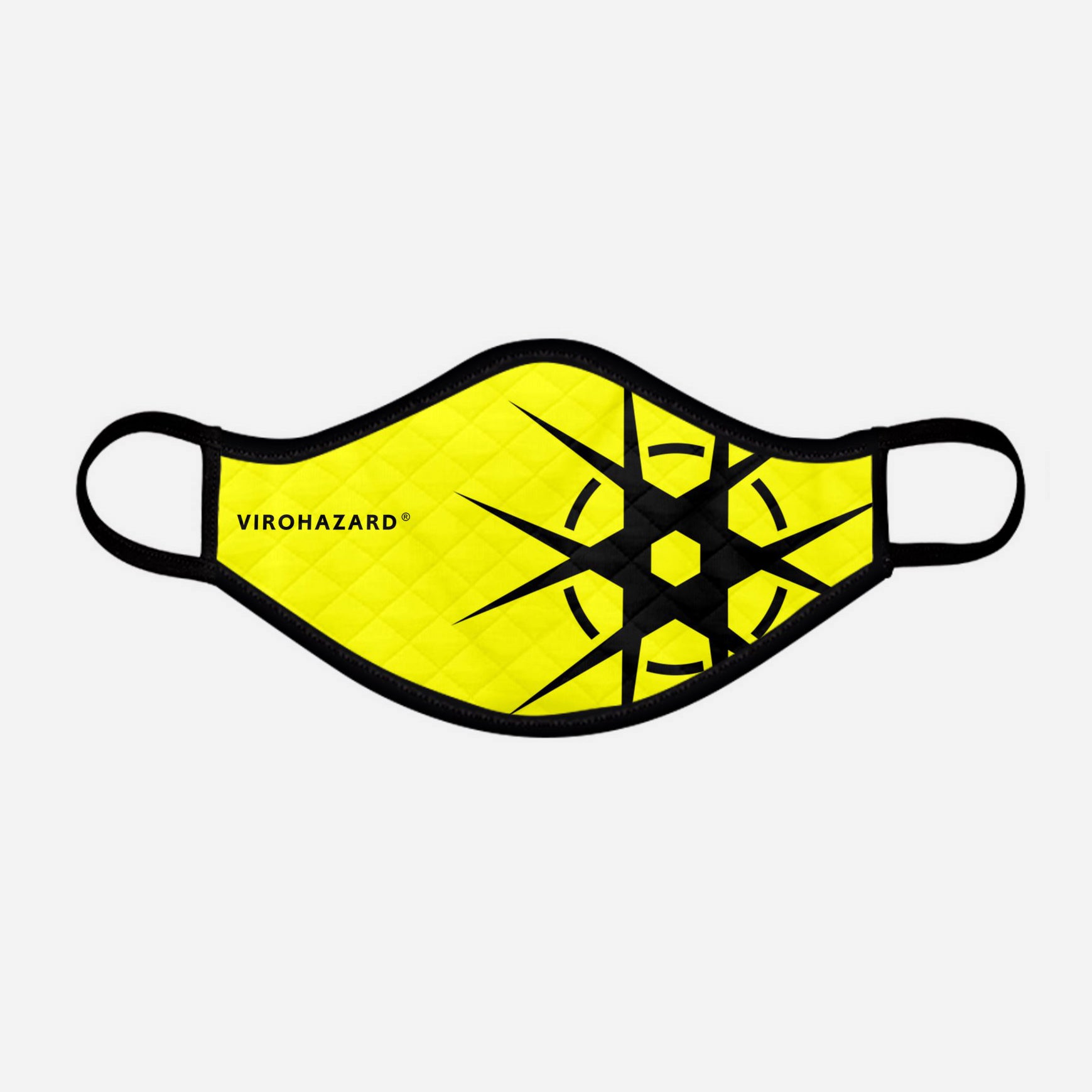 Virohazard tartan face mask facemask face-mask covid - 19 - pandemic Coronavirus - Nicola Sturgeon - Scottish cloth face covering filter - by Steven Patrick Sim the Tartan Artisan - Stevie Tartan Guy - black logo with yellow - medium - registered trade mark