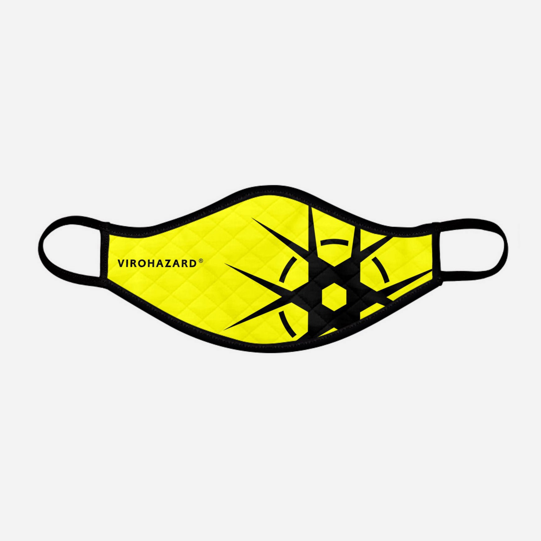 Virohazard tartan face mask facemask face-mask covid - 19 - pandemic Coronavirus - Nicola Sturgeon - Scottish cloth face covering filter - by Steven Patrick Sim the Tartan Artisan - Stevie Tartan Guy - black logo with yellow - small - registered trade mark