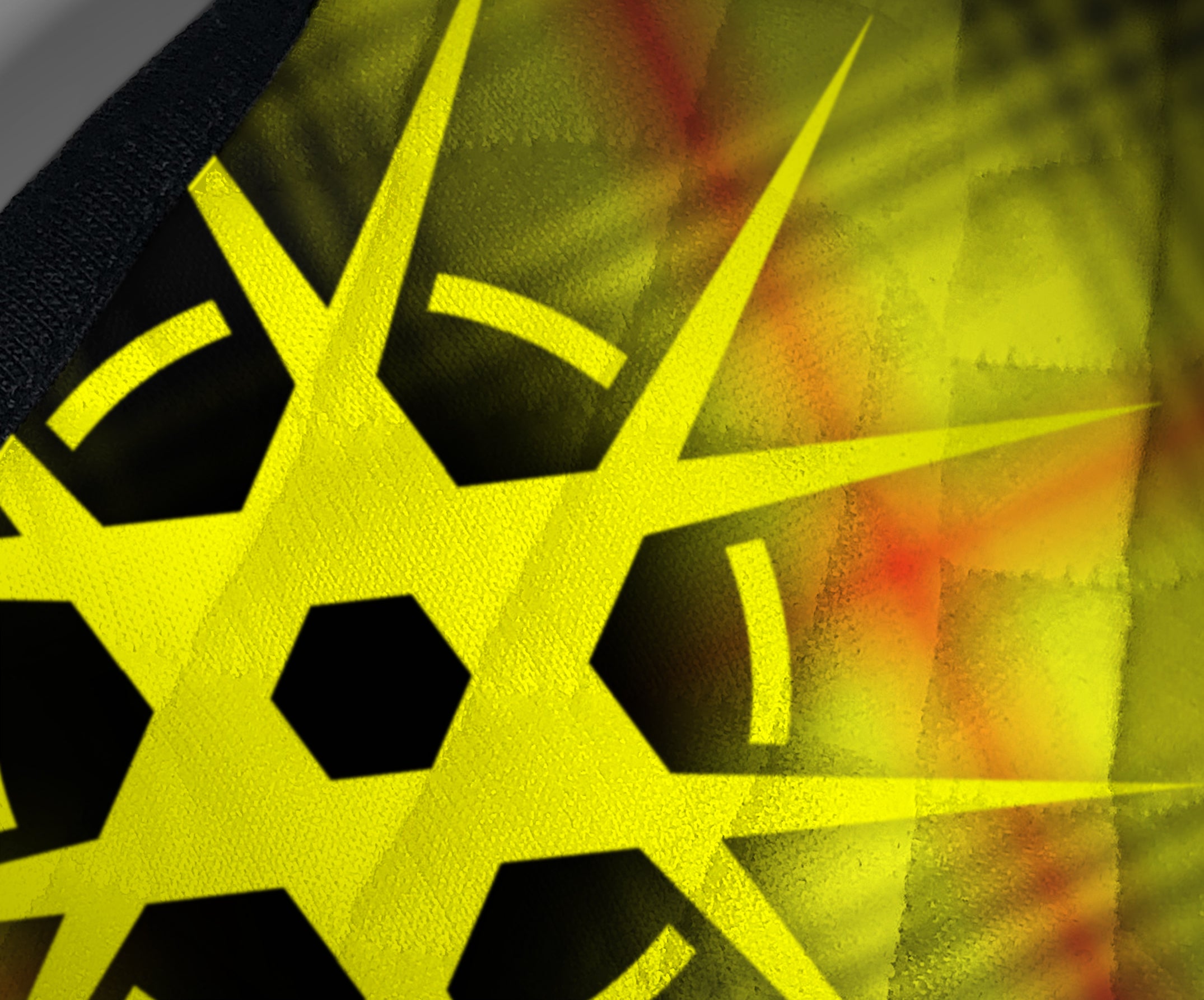 Virohazard tartan face mask facemask face-mask covid - 19 - pandemic Coronavirus - Nicola Sturgeon - Scottish cloth face covering filter - by Steven Patrick Sim the Tartan Artisan - Stevie Tartan Guy - yellow logo with tartan - detailed view 1 - registered trade mark