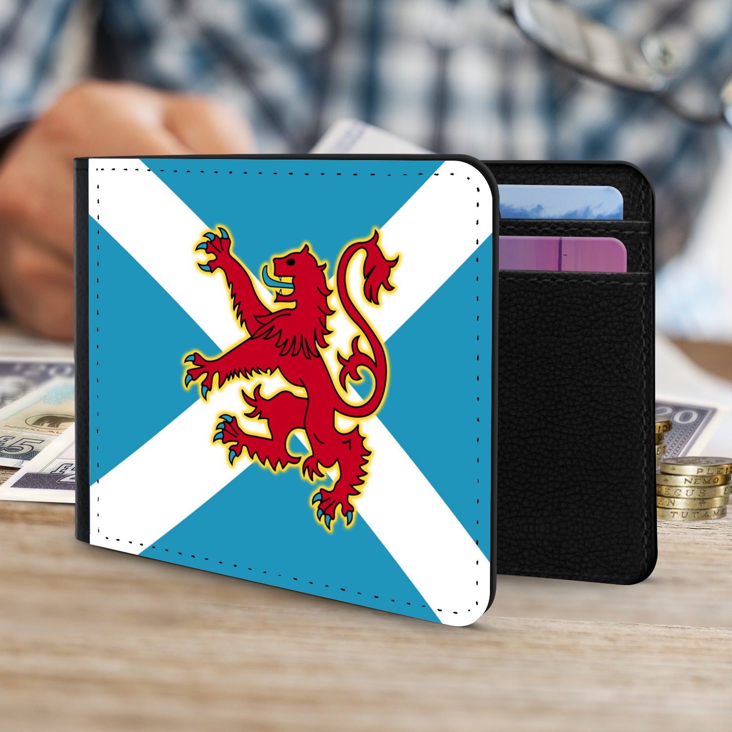 Ancient Azure Scottish Saltire & Lion Rampant ~ Gentlemen's Wallet