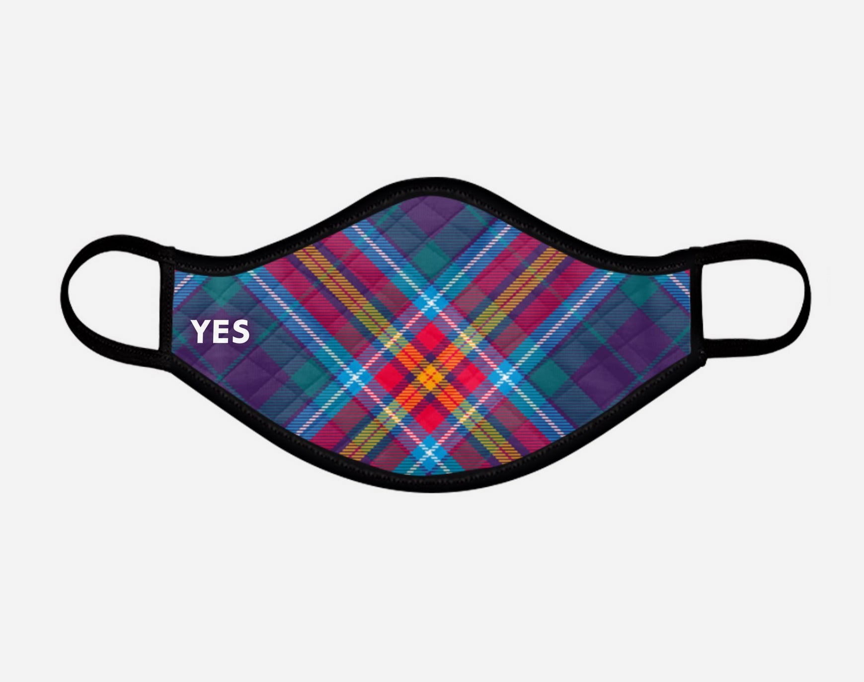 The YES IT'S TIME - Alba Gu Brath - Pro EU - European Union Scots Scottish Scotland - Nicola Sturgeon - Face Mask - face covering small - exclusively produced by Steven Patrick Sim the Tartan Artisan - Stevie Tartan Guy - featuring the Saltire - Medium