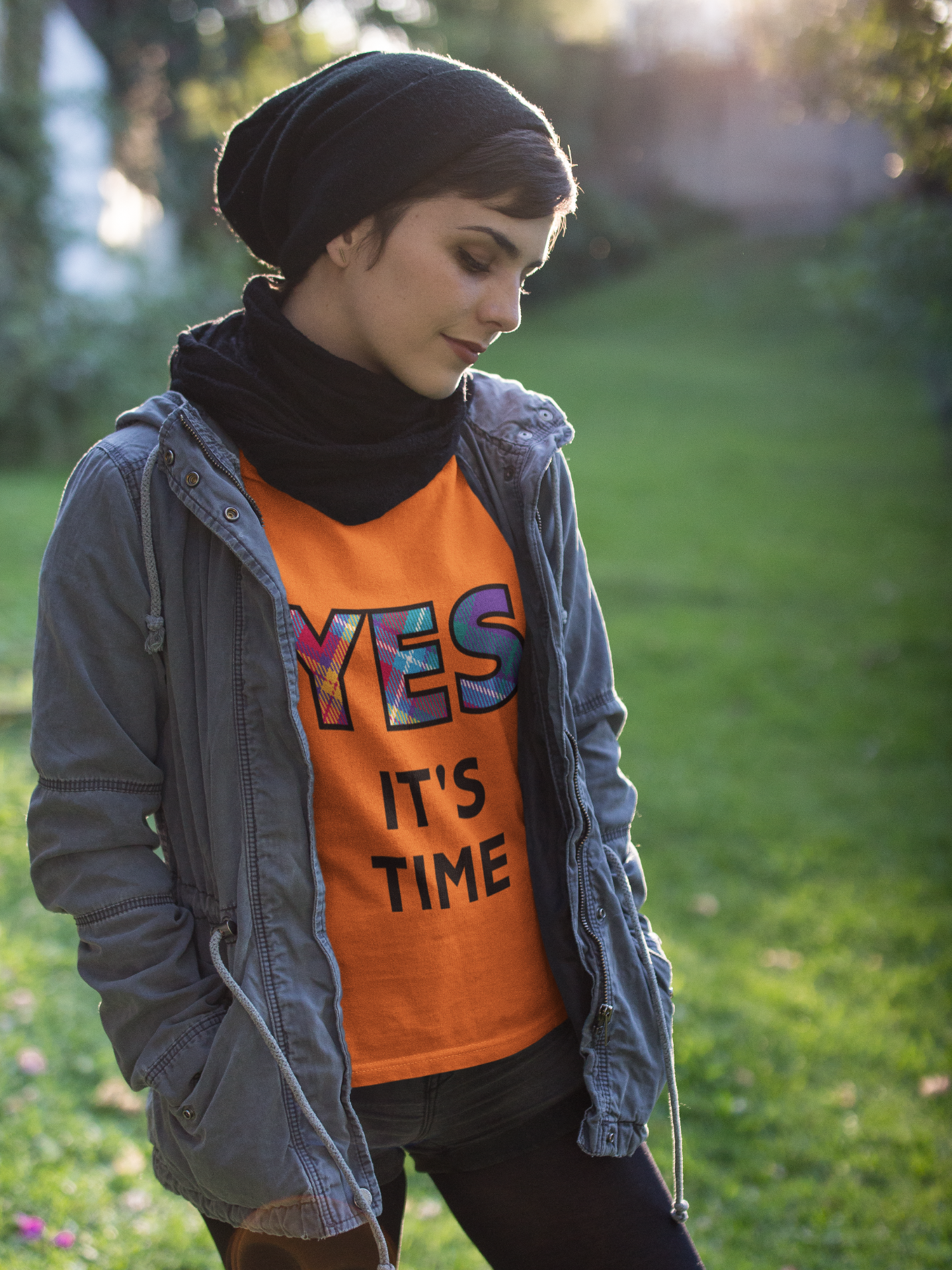 The Tartan YES T-Shirt orange cotton