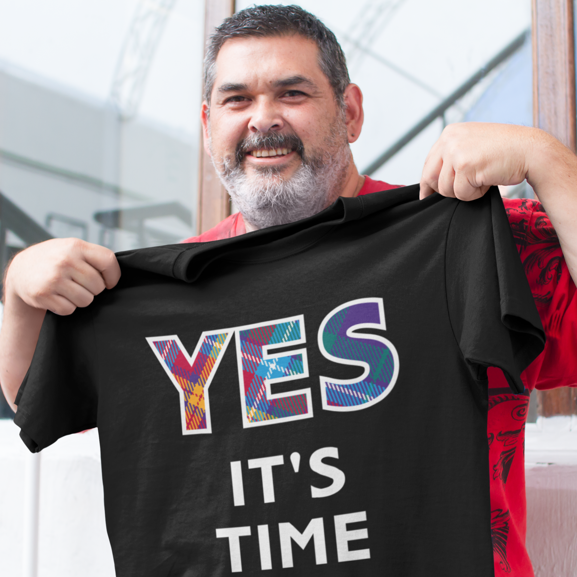 The YES tartan Black T-Shirt by the Tartan Artisan