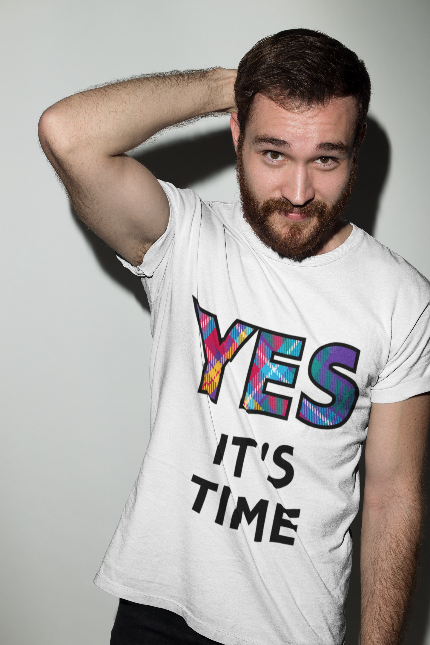 YES white cotton organic tartan T-Shirt