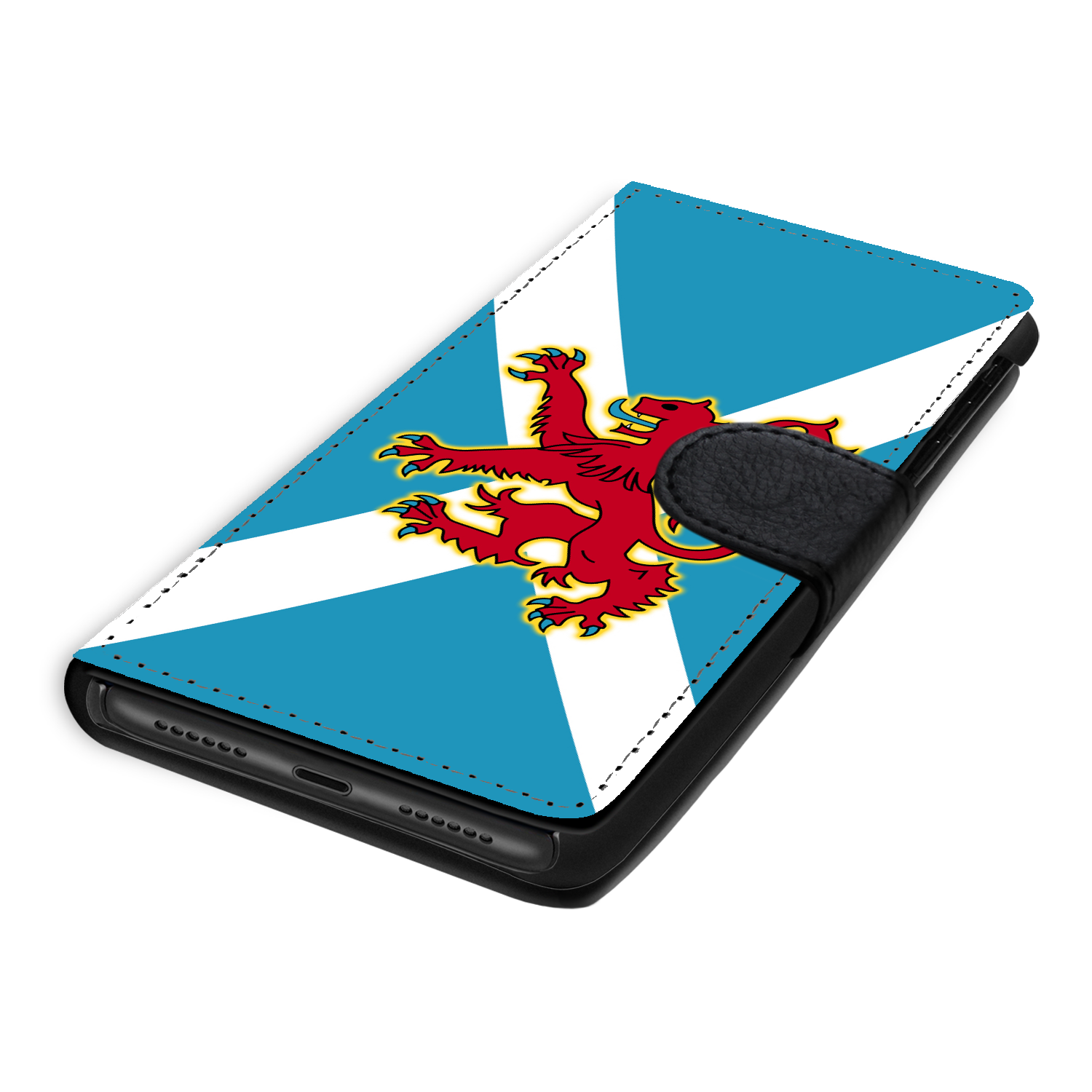 Ancient Azure Scottish Saltire & Lion Rampant ~ Wallet Phone Case