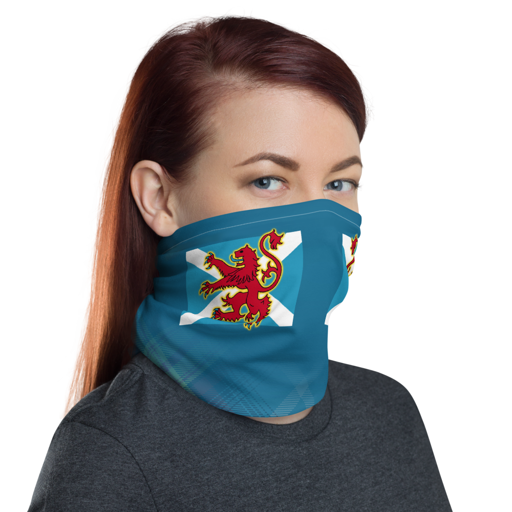 Lion Rampant and ancient azure Saltire Declaration of Scottish Independence tartan Neck Gaiter 5