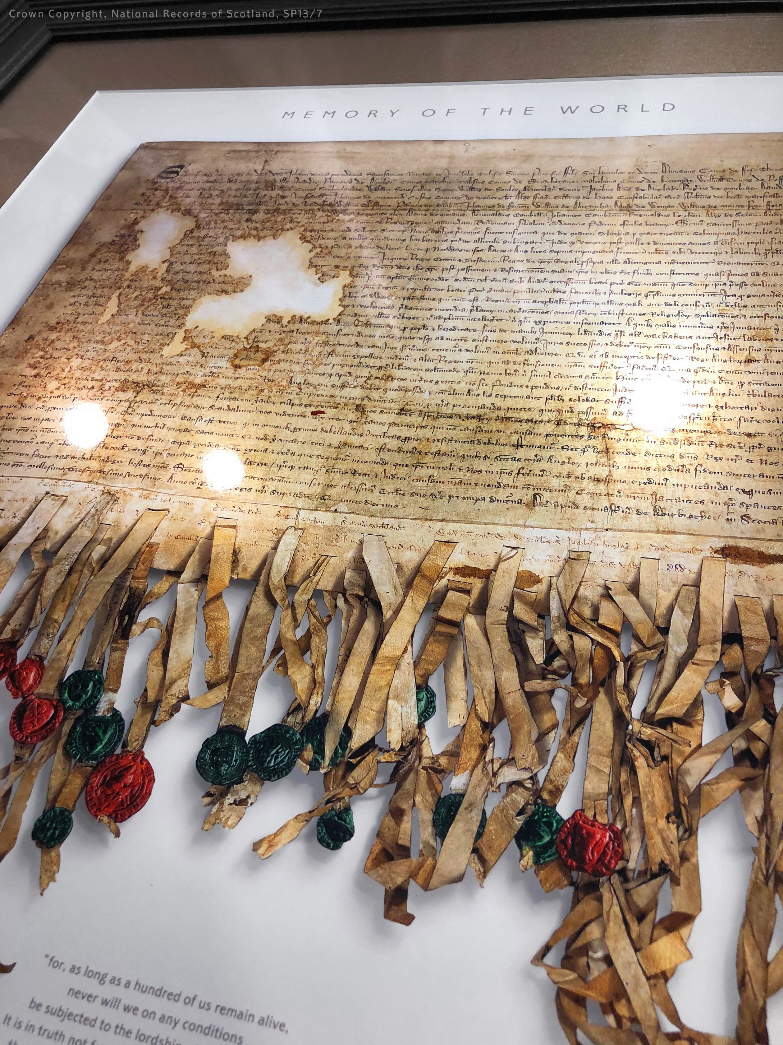 The Declaration of Arbroath Gold Metallic Print Editions - Pearl - with non reflective fine art glass - bronze mount